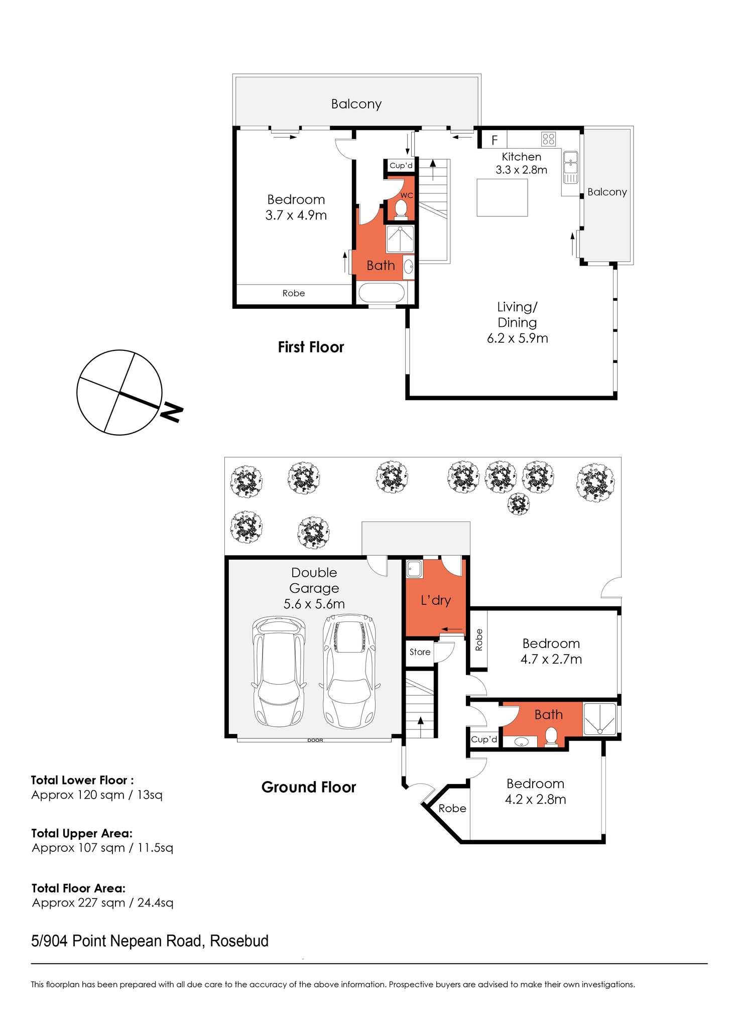 Floorplan of Homely townhouse listing, 5/904 Point Nepean Road, Rosebud VIC 3939