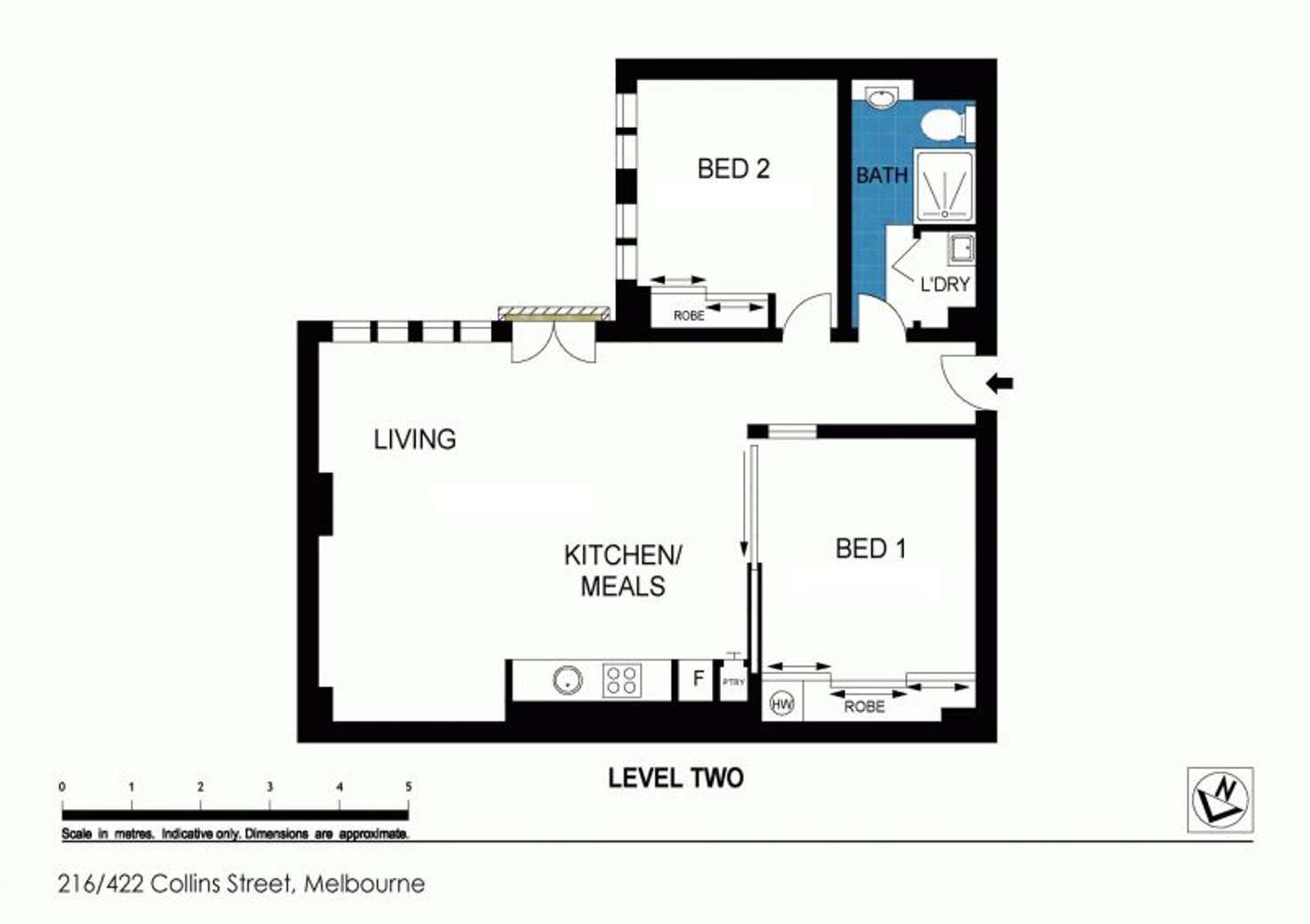 Floorplan of Homely apartment listing, 216/422 Collins Street, Melbourne VIC 3000