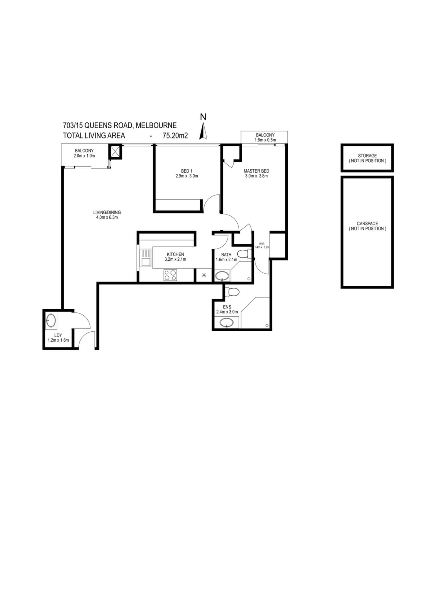 Floorplan of Homely apartment listing, 703/15 Queens Road, Melbourne VIC 3000