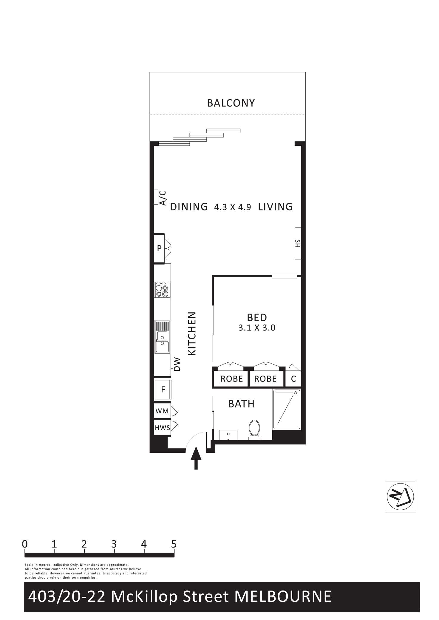 Floorplan of Homely apartment listing, 403/20-22 Mckillop Street, Melbourne VIC 3000