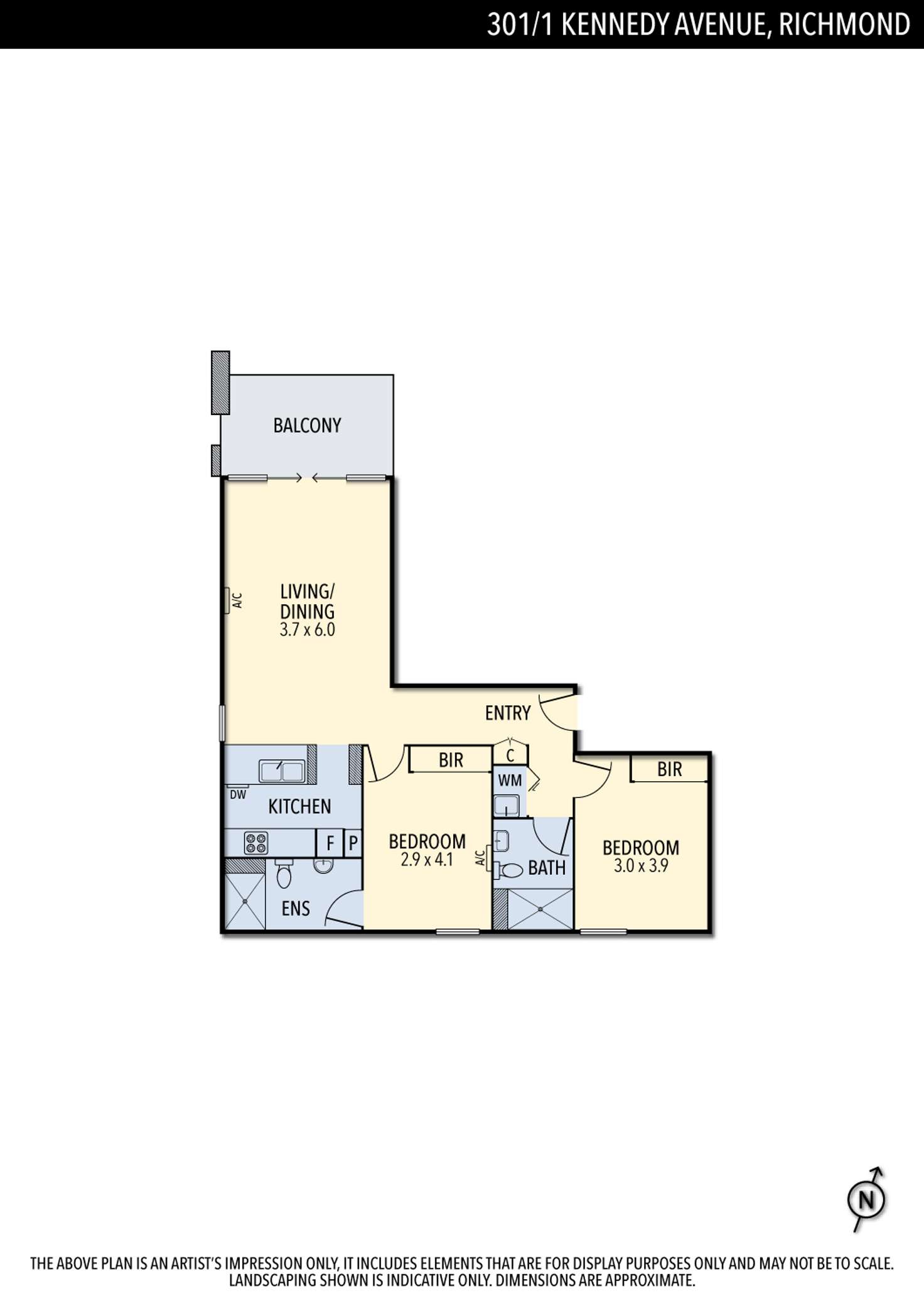 Floorplan of Homely apartment listing, 301/1 Kennedy Avenue, Richmond VIC 3121