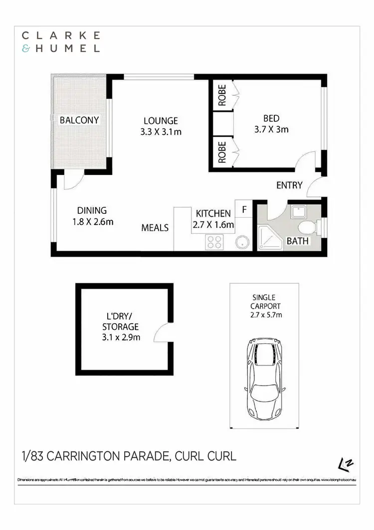 Floorplan of Homely apartment listing, 1/83 Carrington Parade, Curl Curl NSW 2096