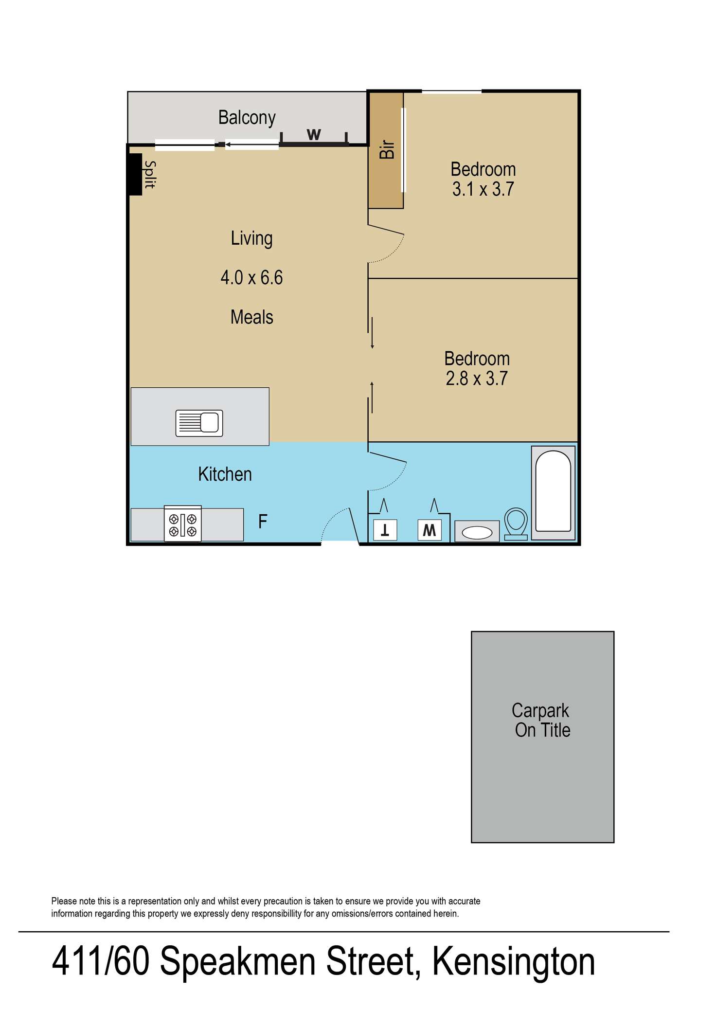 Floorplan of Homely apartment listing, 411/60 Speakmen Street, Kensington VIC 3031