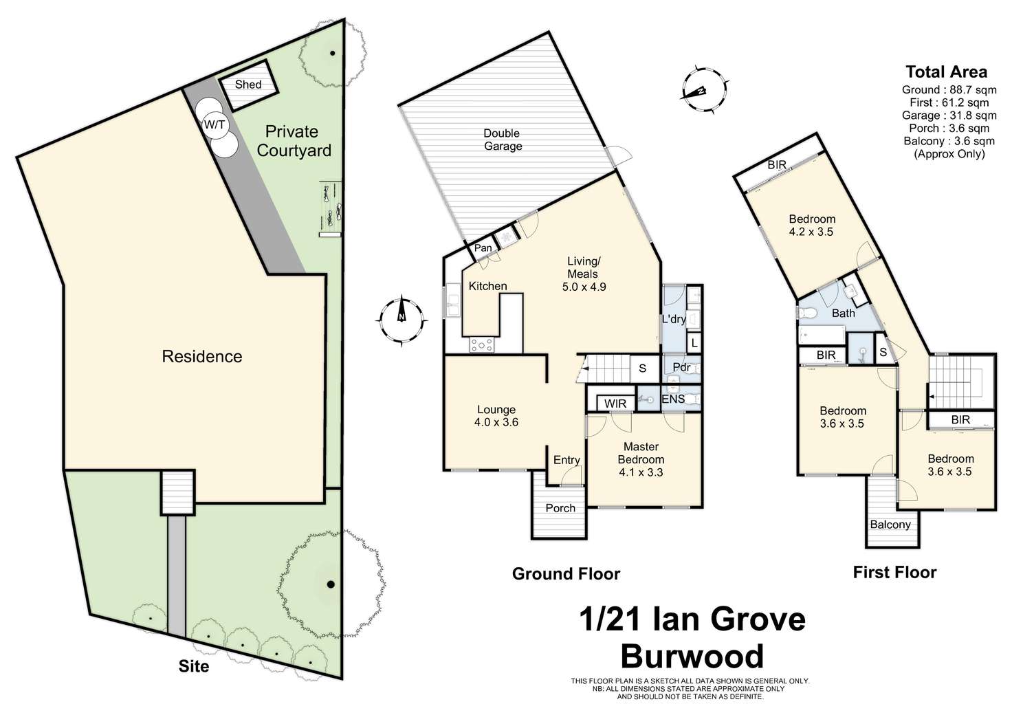 Floorplan of Homely townhouse listing, 1/21 Ian Grove, Burwood VIC 3125