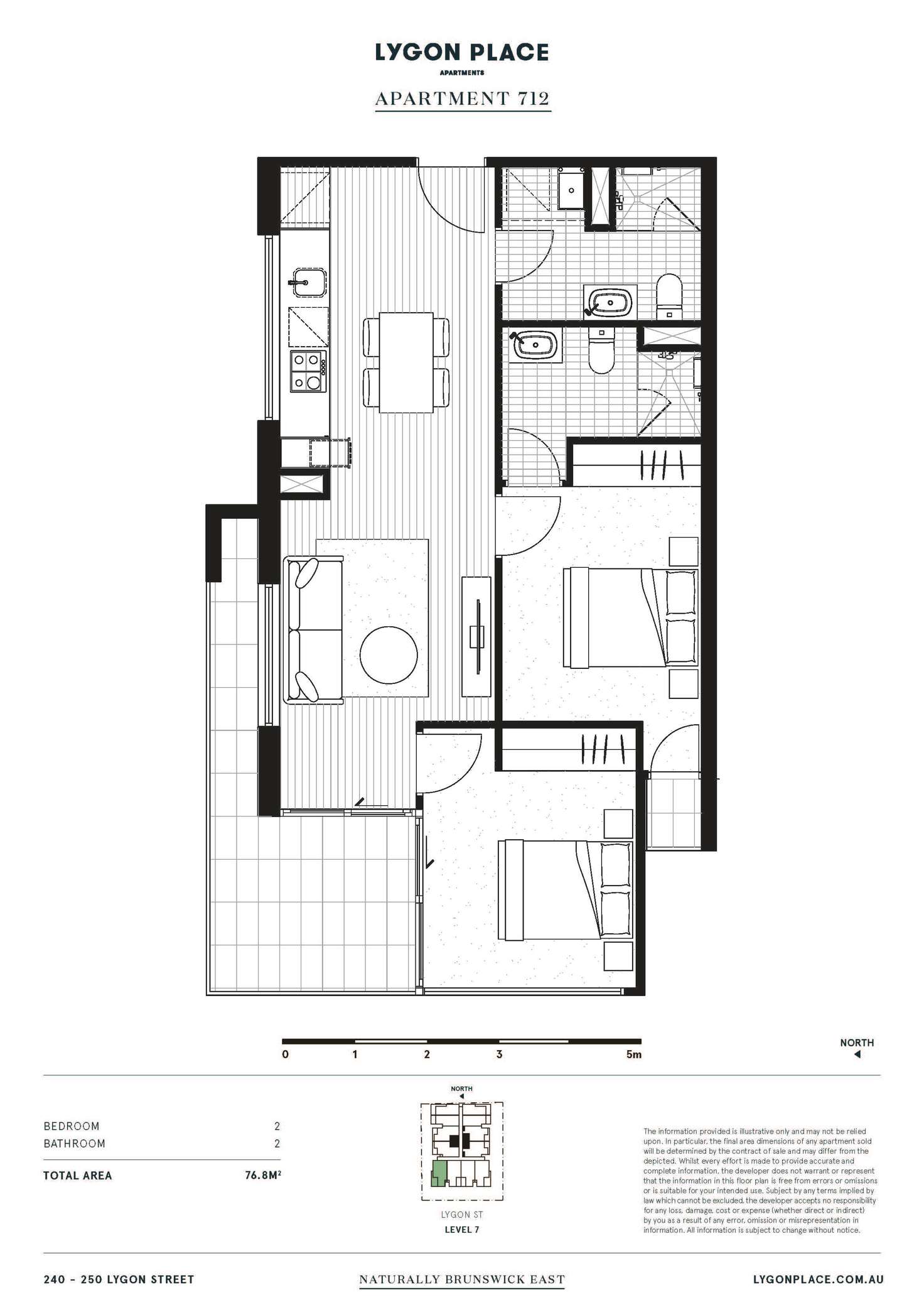 Floorplan of Homely apartment listing, 712/240-250 Lygon Street, Brunswick East VIC 3057