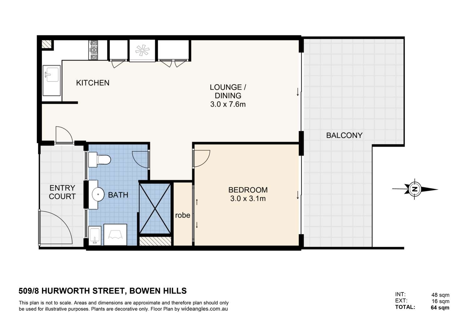 Floorplan of Homely unit listing, Level 5, 509/8 Hurworth Street, Bowen Hills QLD 4006