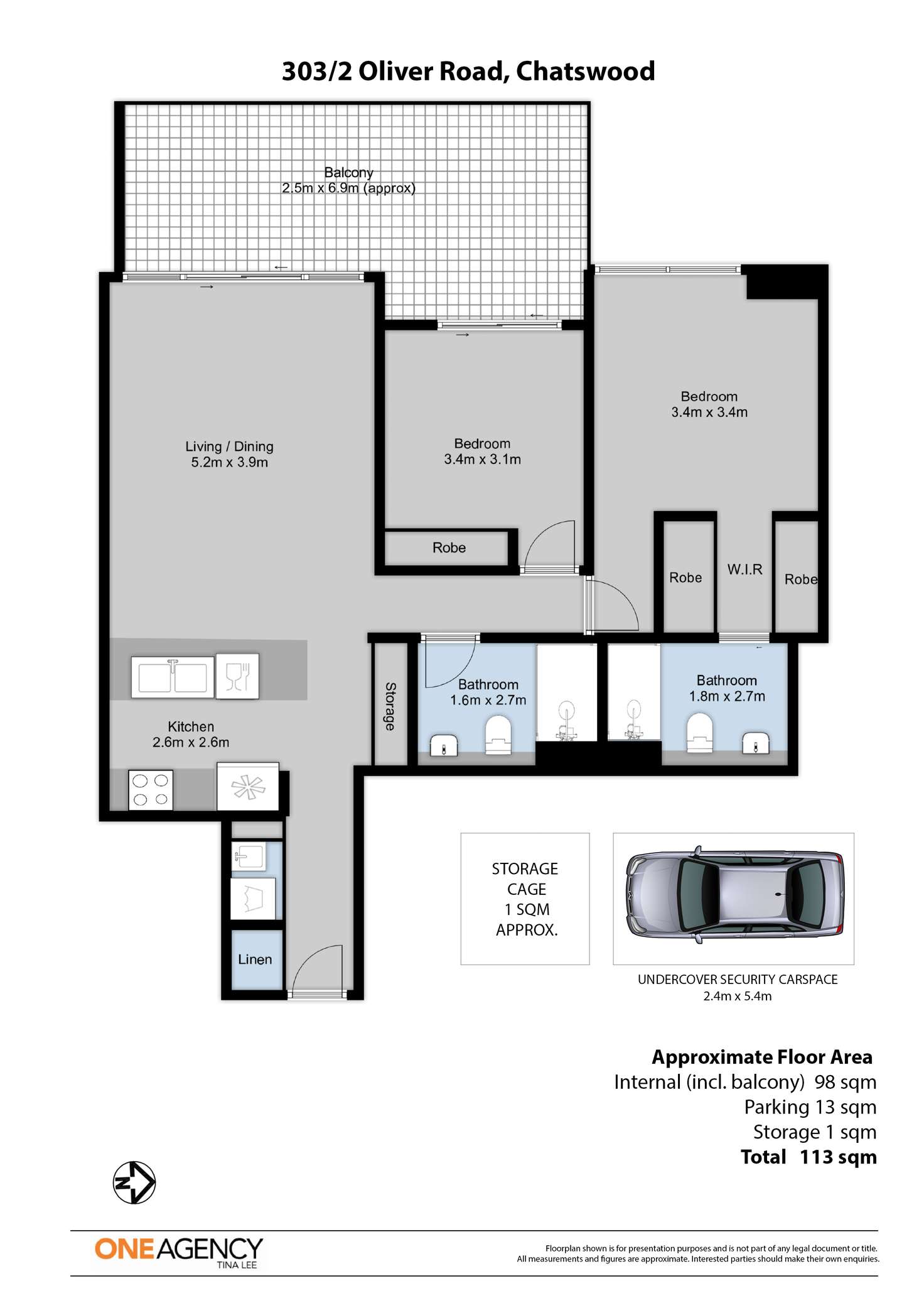 Floorplan of Homely apartment listing, 303/2 Oliver Road, Chatswood NSW 2067