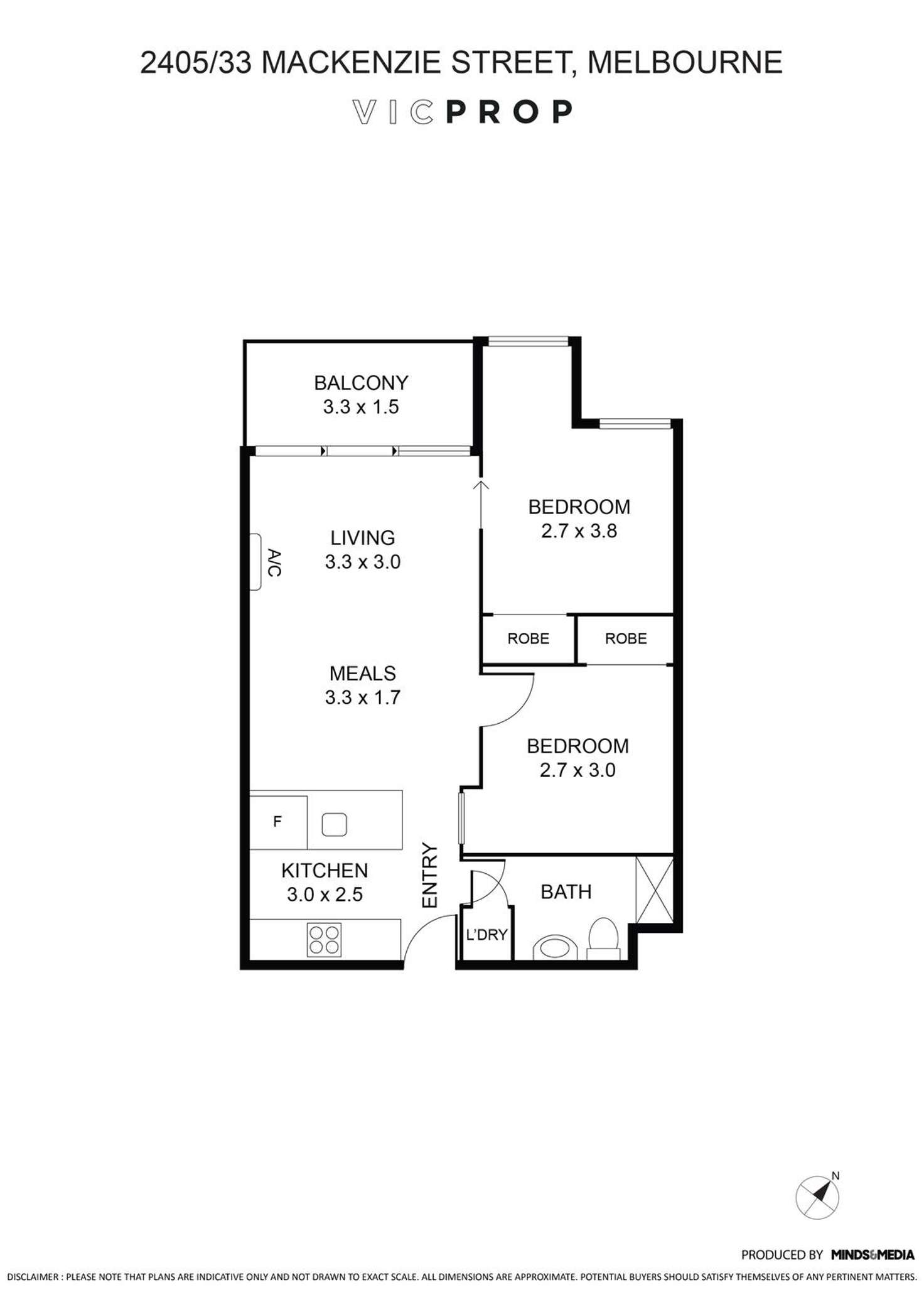 Floorplan of Homely apartment listing, 2405/33 Mackenzie Street, Melbourne VIC 3000