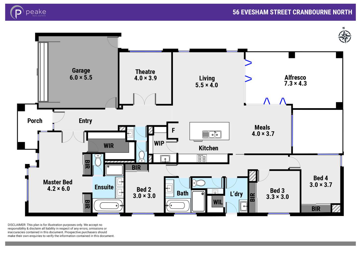 Floorplan of Homely house listing, 56 Evesham Street, Cranbourne North VIC 3977