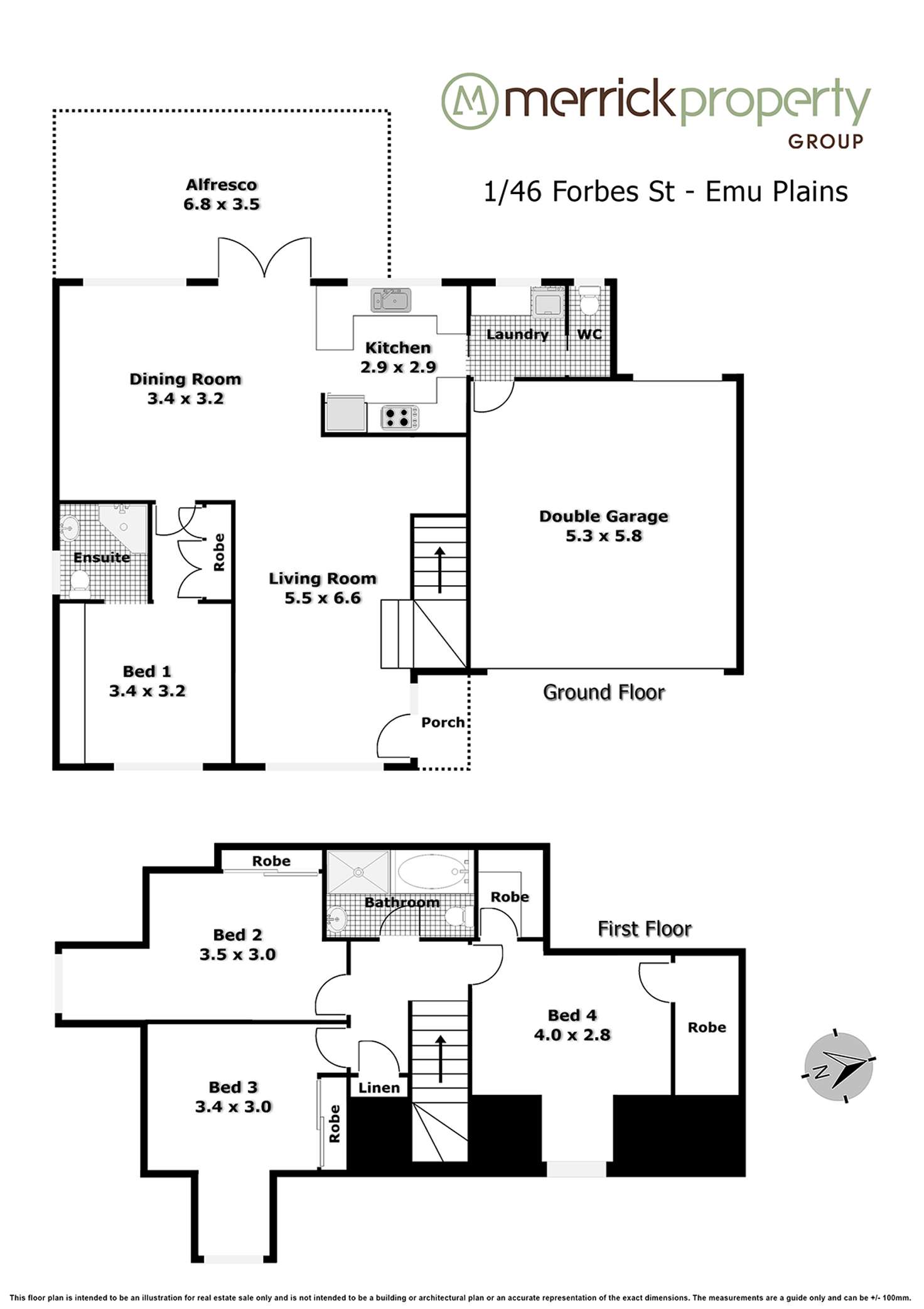 Floorplan of Homely townhouse listing, 1/46 Forbes Street, Emu Plains NSW 2750