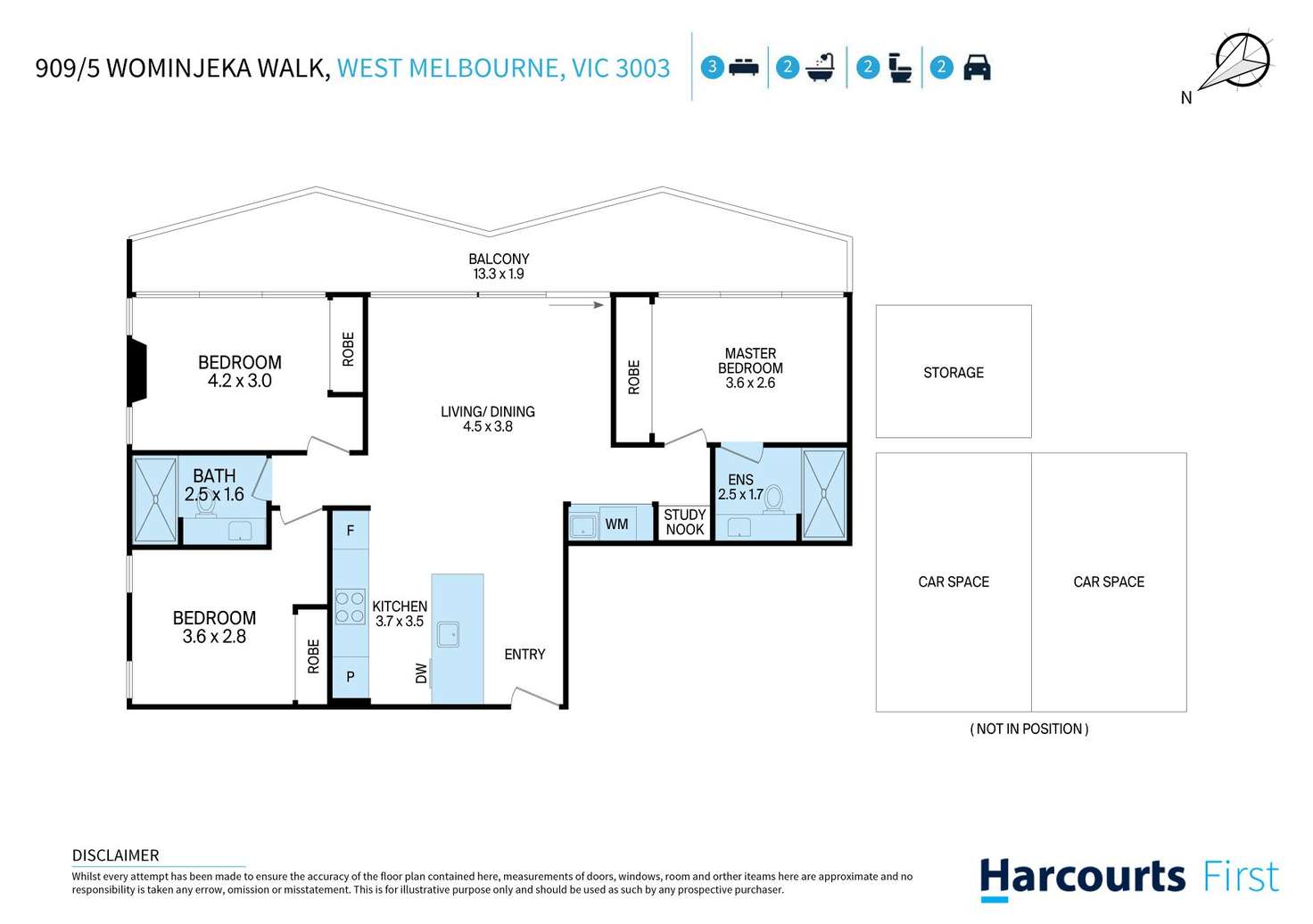 Floorplan of Homely apartment listing, 909/5 Wominjeka Walk, West Melbourne VIC 3003
