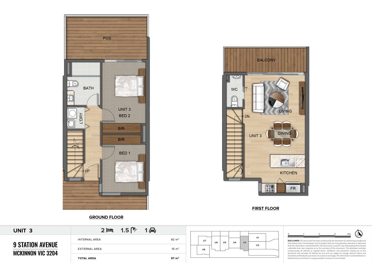 Floorplan of Homely townhouse listing, 3/9 Station Avenue, Mckinnon VIC 3204