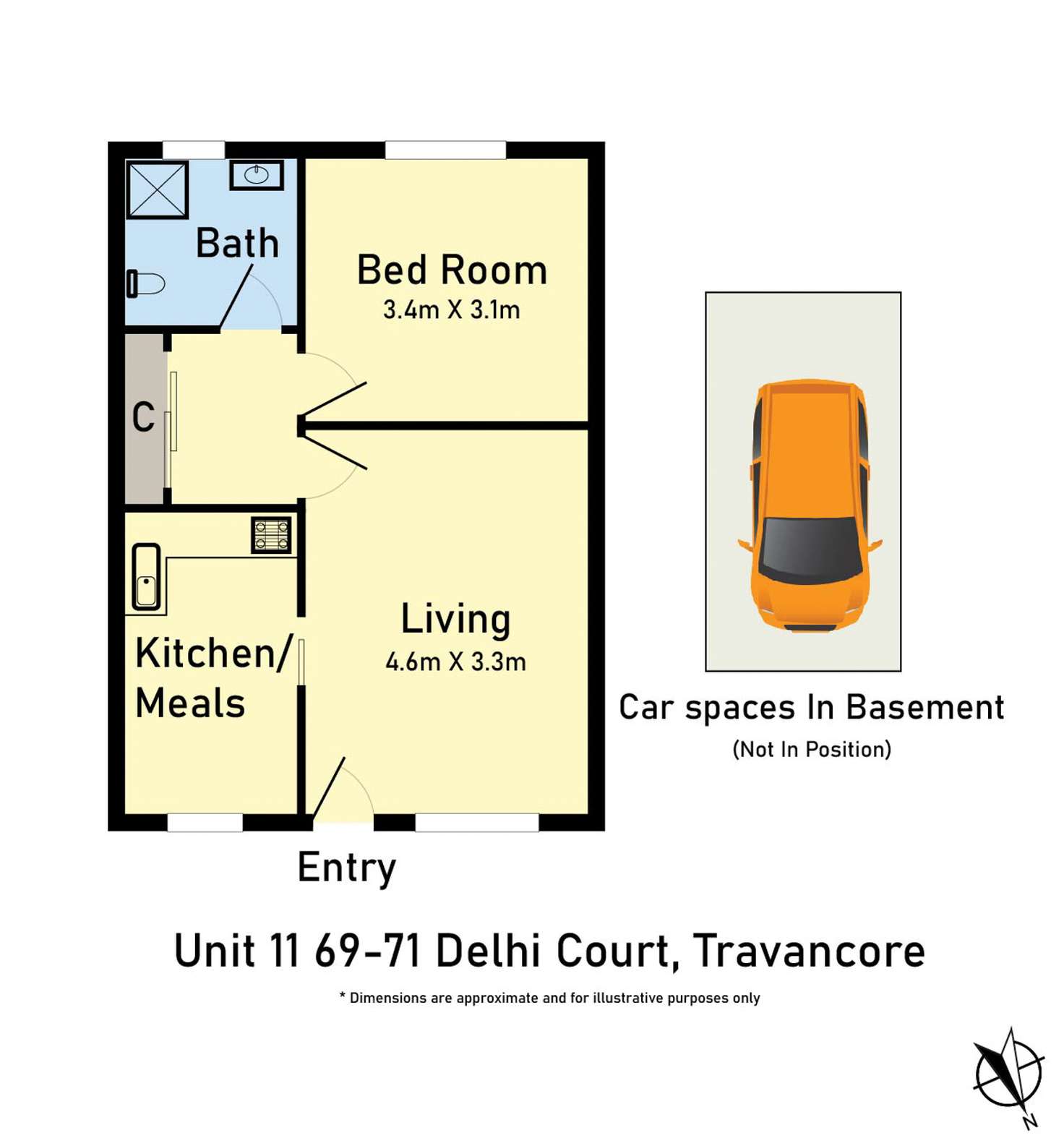 Floorplan of Homely apartment listing, unit 11 69/71 Delhi Court, Travancore VIC 3032