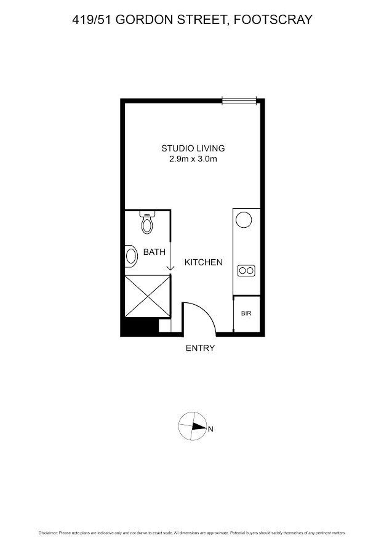 Floorplan of Homely apartment listing, 419/51 Gordon Street, Footscray VIC 3011