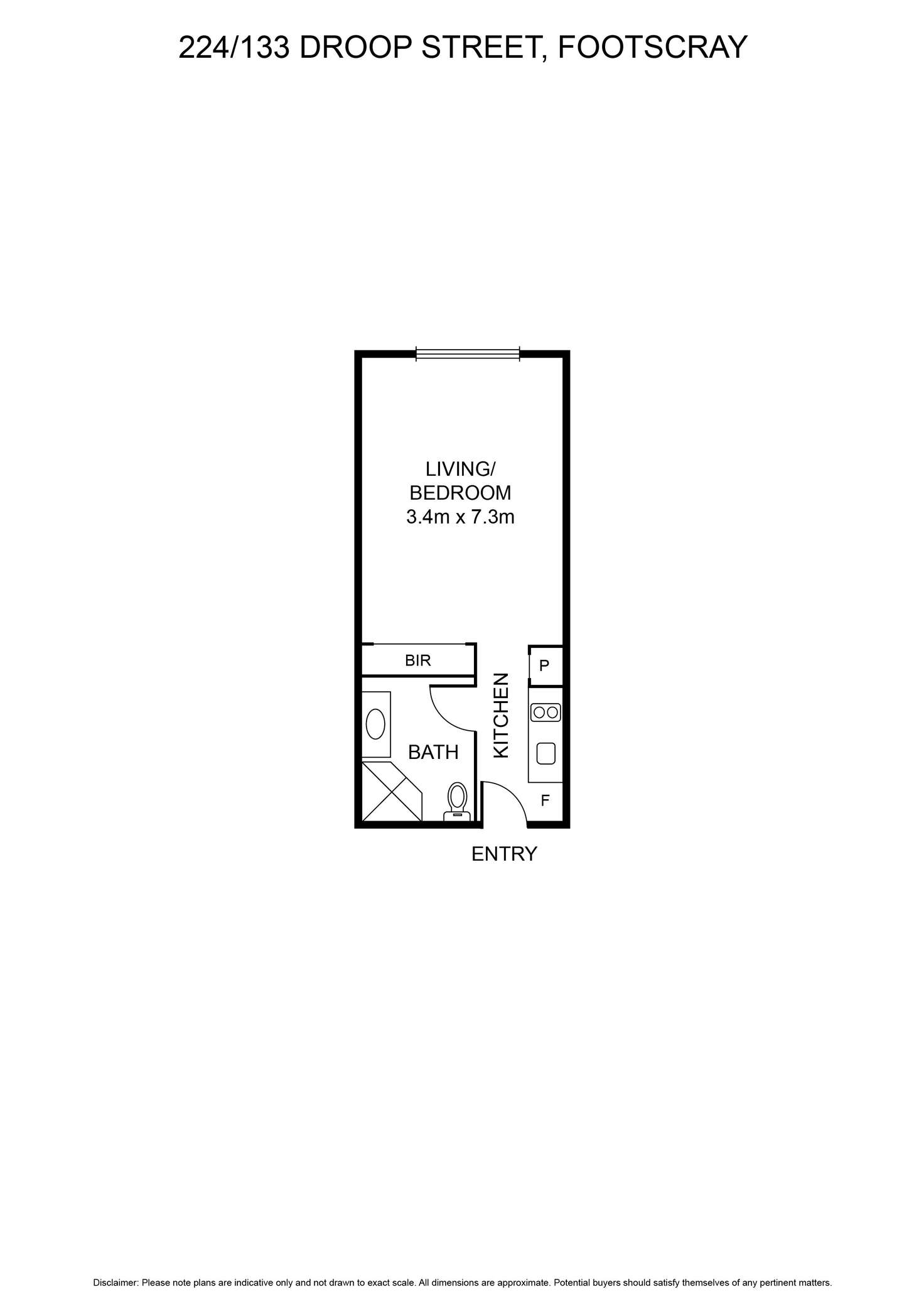 Floorplan of Homely studio listing, 224/133 Droop Street, Footscray VIC 3011