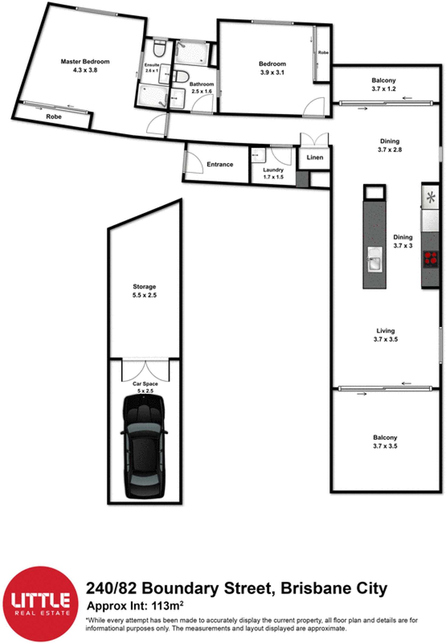 Floorplan of Homely apartment listing, 240/82 Boundary Street, Brisbane QLD 4000