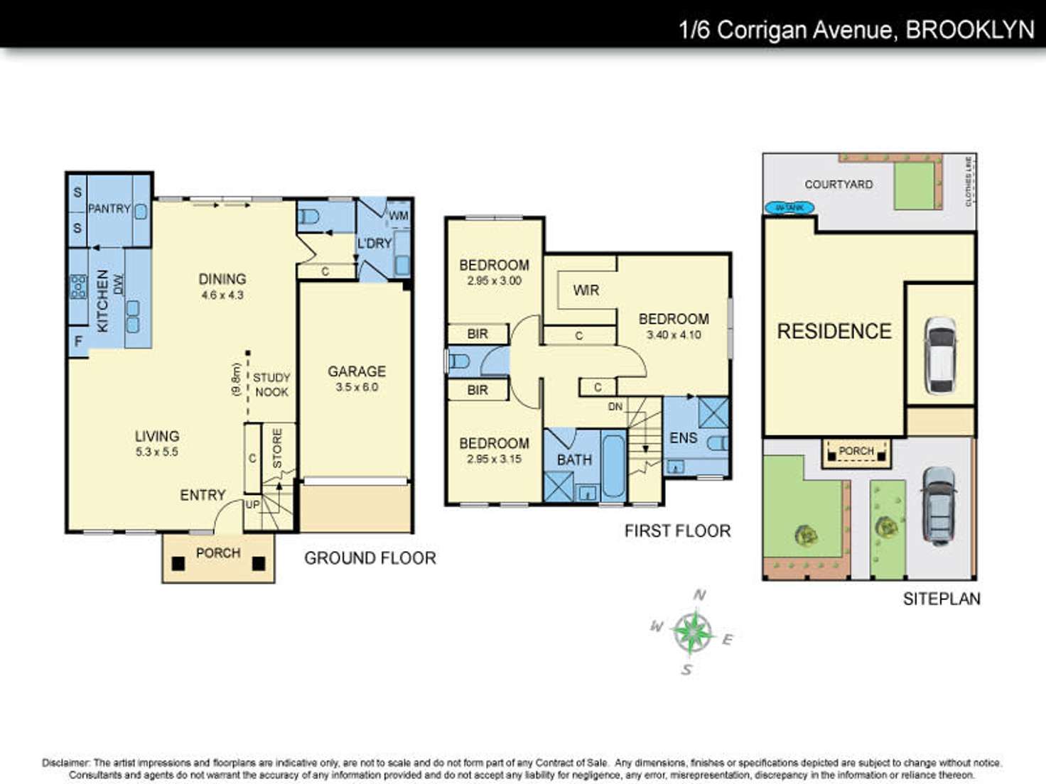 Floorplan of Homely townhouse listing, 1/6 Corrigan Avenue, Brooklyn VIC 3012