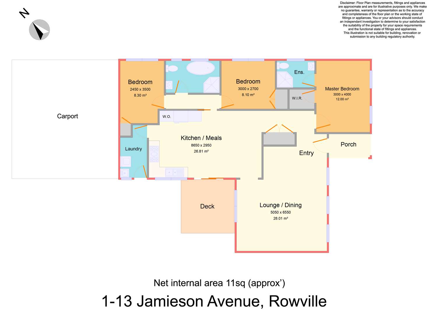 Floorplan of Homely unit listing, 1/13 Jamieson Avenue, Rowville VIC 3178