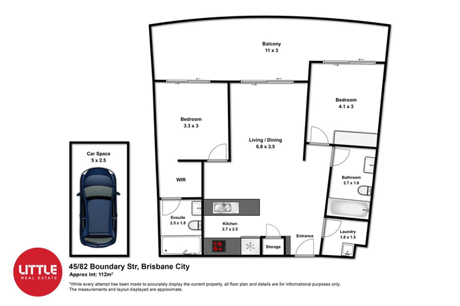 Floorplan of Homely apartment listing, 45/82 Boundary Street, Brisbane QLD 4000