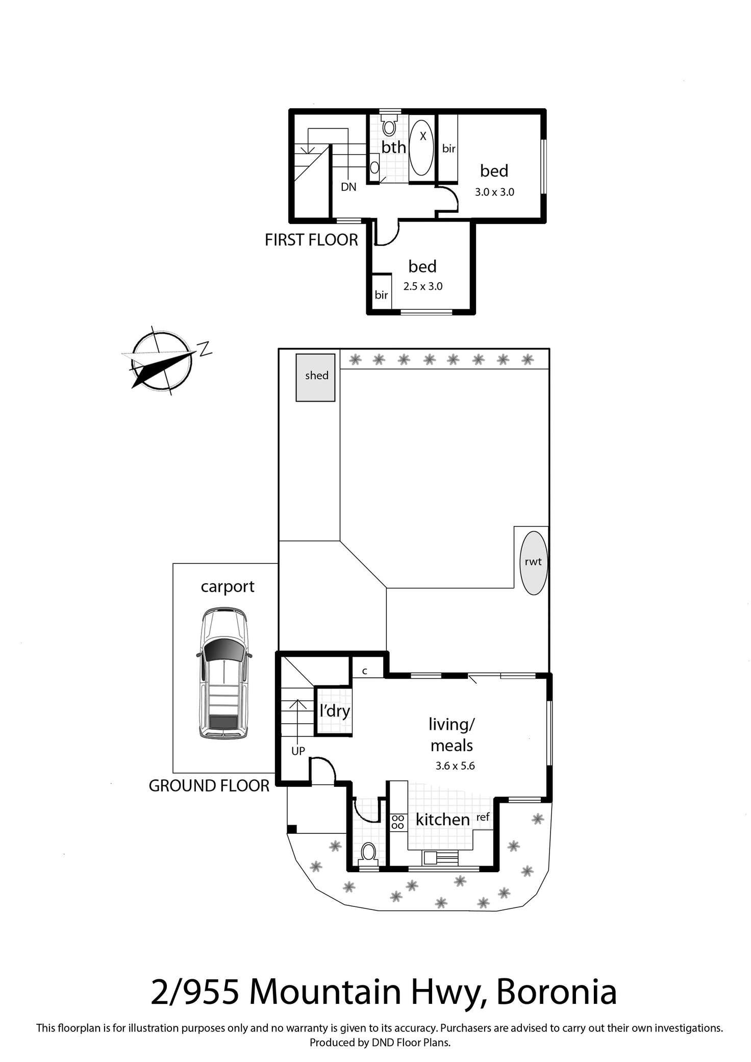 Floorplan of Homely townhouse listing, 2/955 Mountain Highway, Boronia VIC 3155