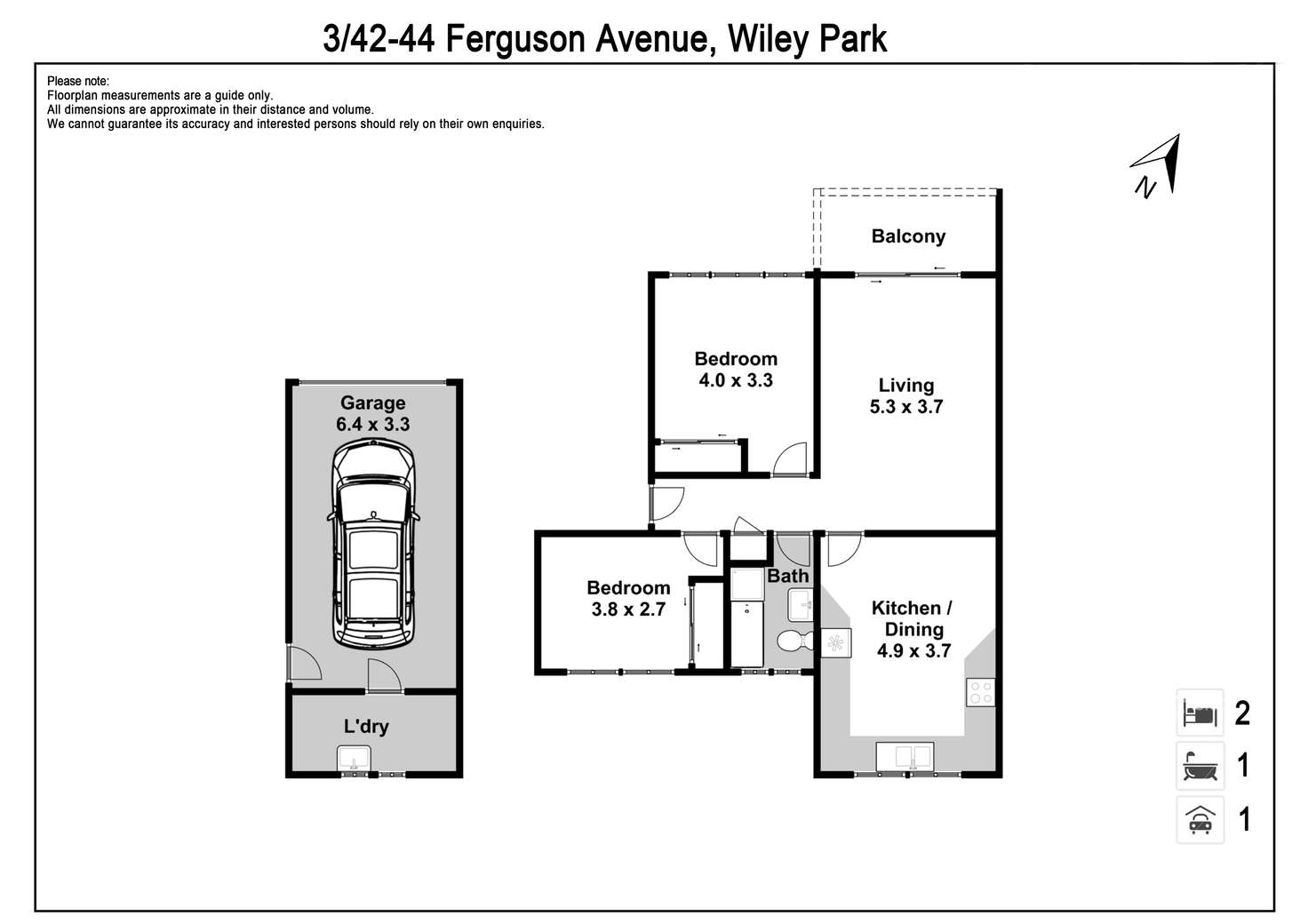Floorplan of Homely unit listing, 3/42-44 Ferguson Avenue, Wiley Park NSW 2195