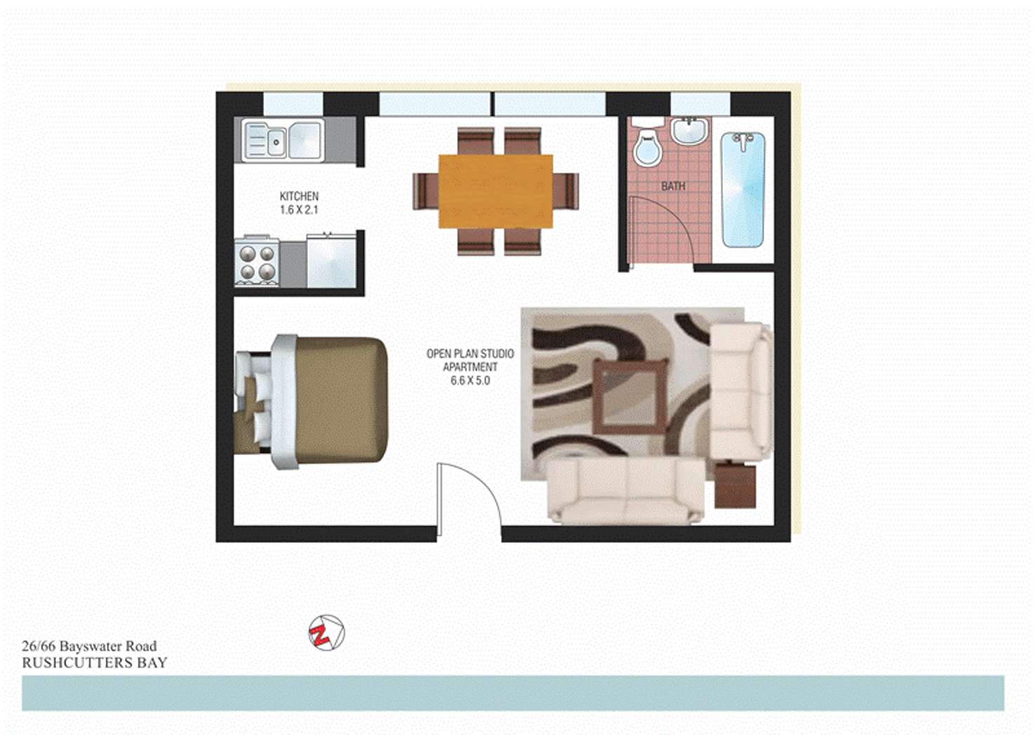 Floorplan of Homely studio listing, 26/66 Bayswater Road, Rushcutters Bay NSW 2011