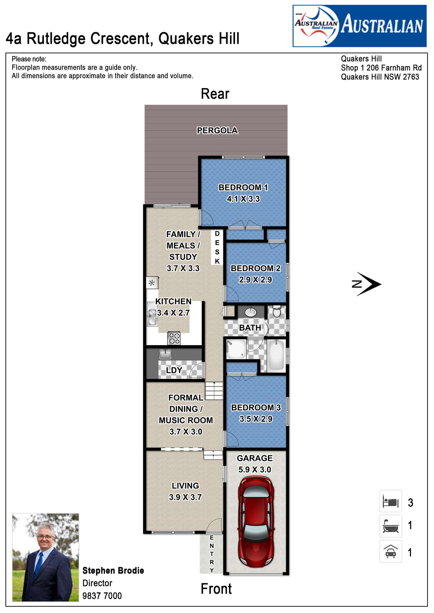 Floorplan of Homely semiDetached listing, 4a Rutledge Crescent, Quakers Hill NSW 2763