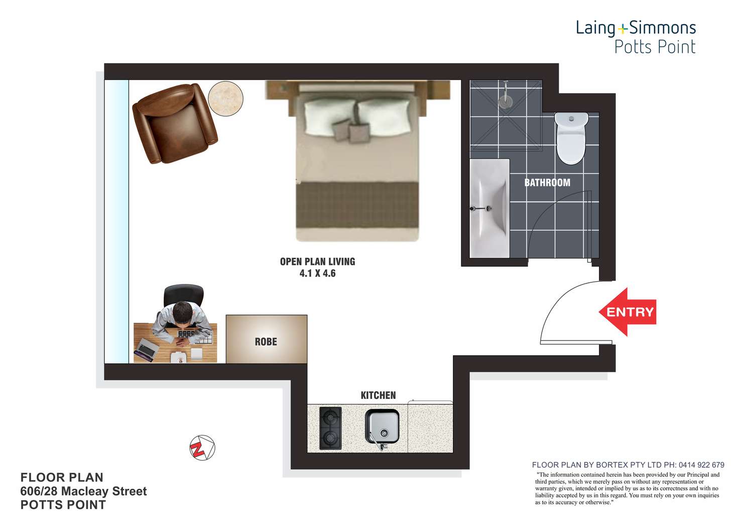 Floorplan of Homely studio listing, 606/28 Macleay Street, Potts Point NSW 2011