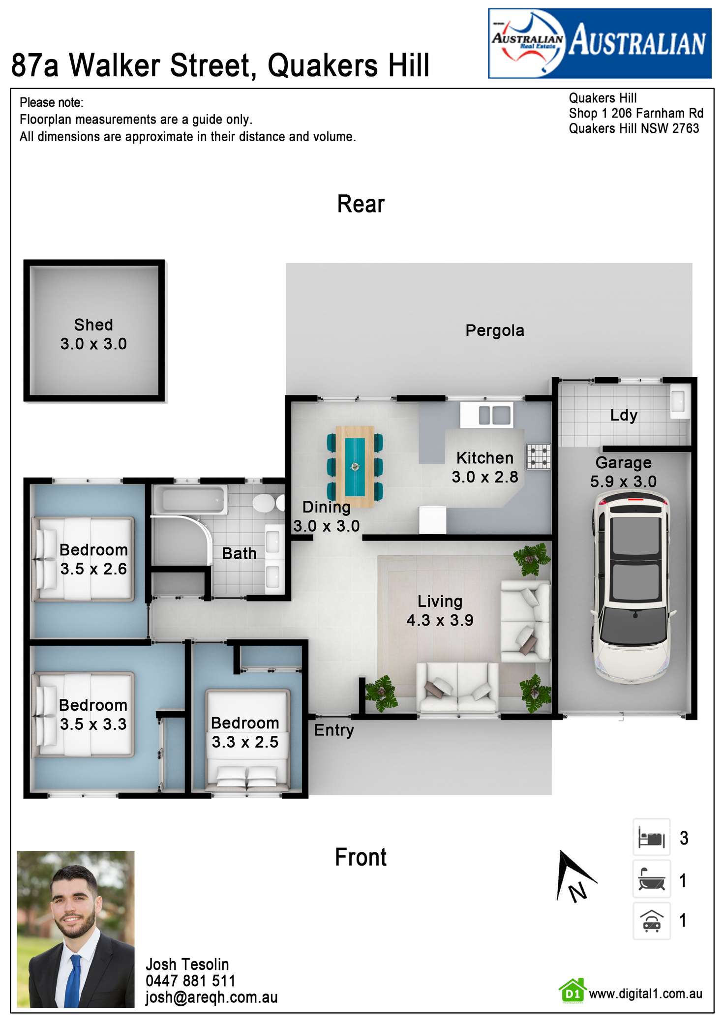 Floorplan of Homely townhouse listing, 87a Walker Street, Quakers Hill NSW 2763