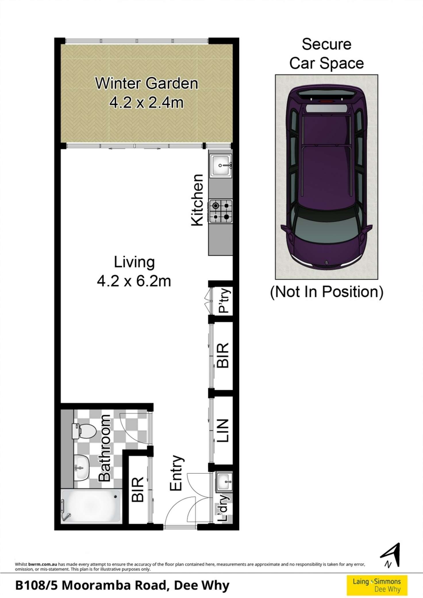 Floorplan of Homely studio listing, B108/5 Mooramba Road, Dee Why NSW 2099
