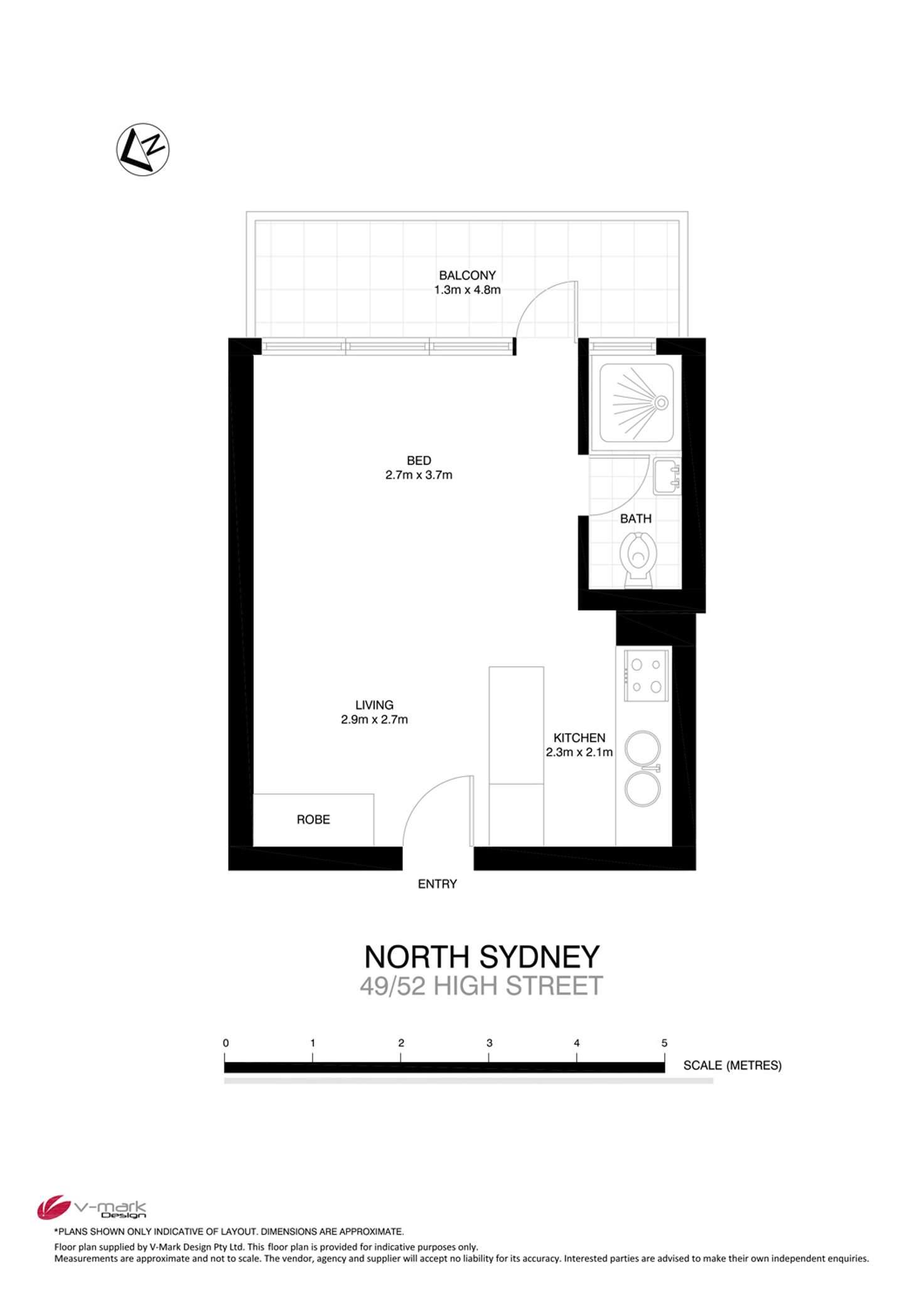 Floorplan of Homely studio listing, 49/52 High Street, North Sydney NSW 2060