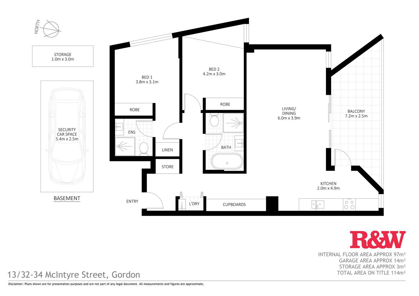 Floorplan of Homely apartment listing, 13/32-34 McIntyre Street, Gordon NSW 2072