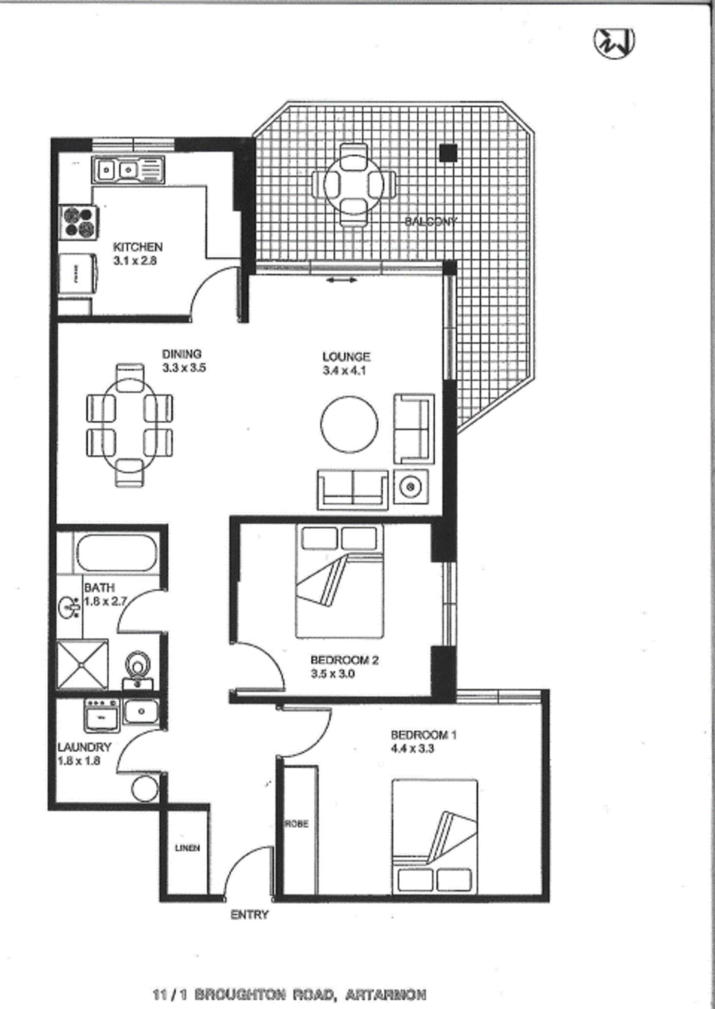 Floorplan of Homely unit listing, 11/1 Broughton Road, Artarmon NSW 2064