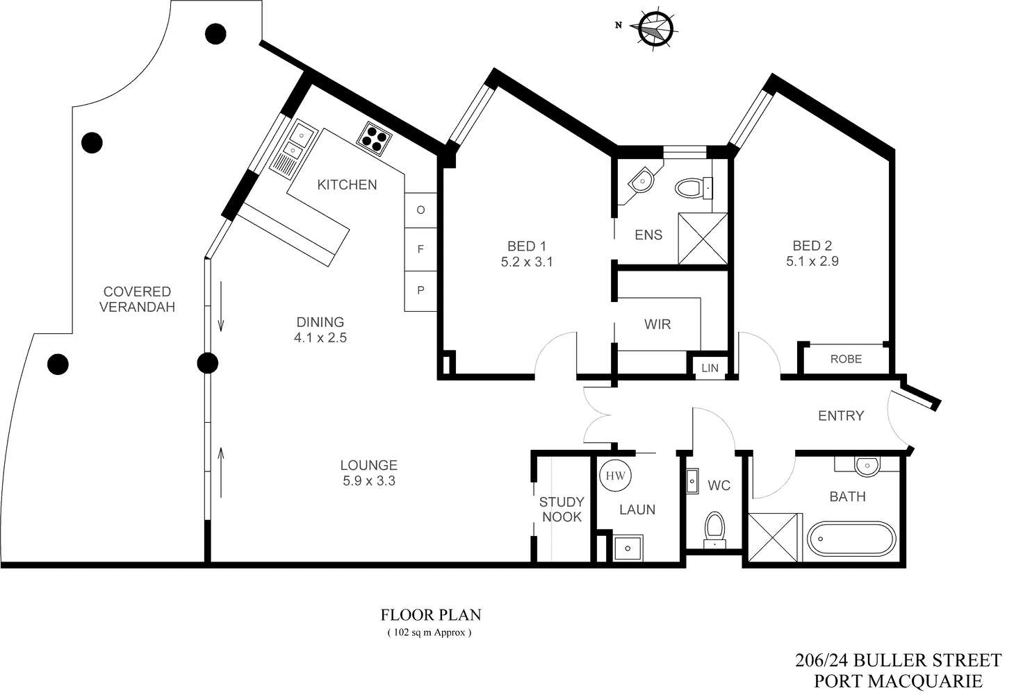 Floorplan of Homely unit listing, 206/22-24 Buller Street, Port Macquarie NSW 2444