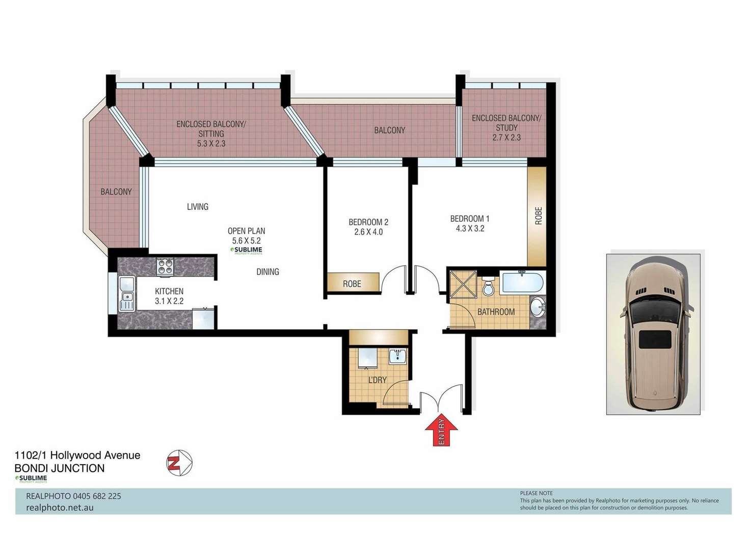 Floorplan of Homely apartment listing, 1102/1 Hollywood Avenue, Bondi Junction NSW 2022