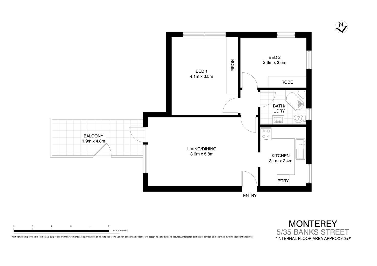 Floorplan of Homely apartment listing, 5/35 Banks Street, Monterey NSW 2217