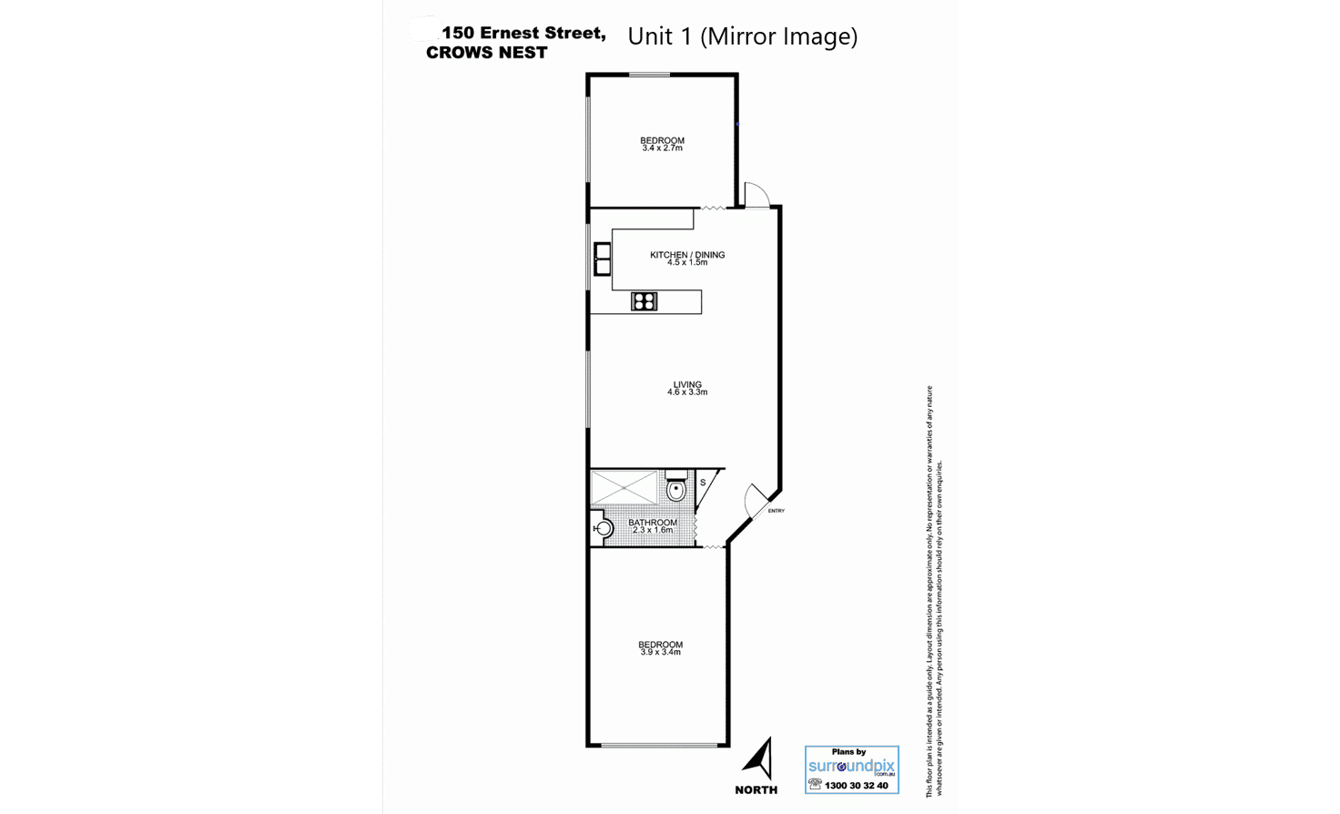 Floorplan of Homely apartment listing, 1/150 Ernest Street, Crows Nest NSW 2065
