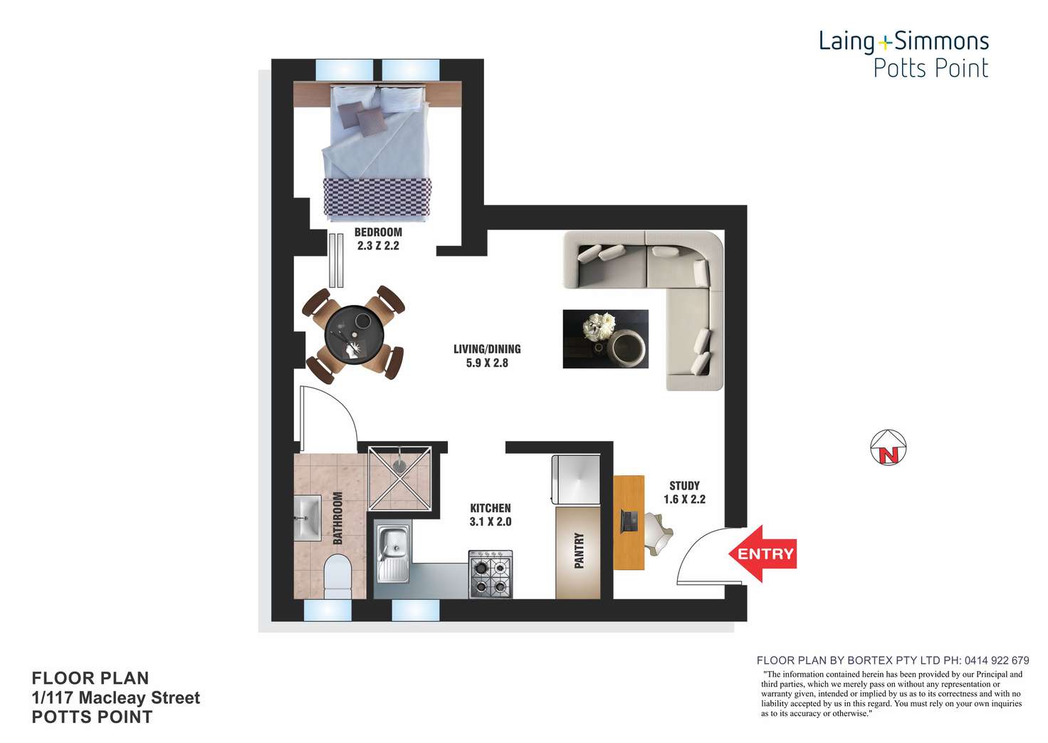 Floorplan of Homely studio listing, 1/117 Macleay Street, Potts Point NSW 2011