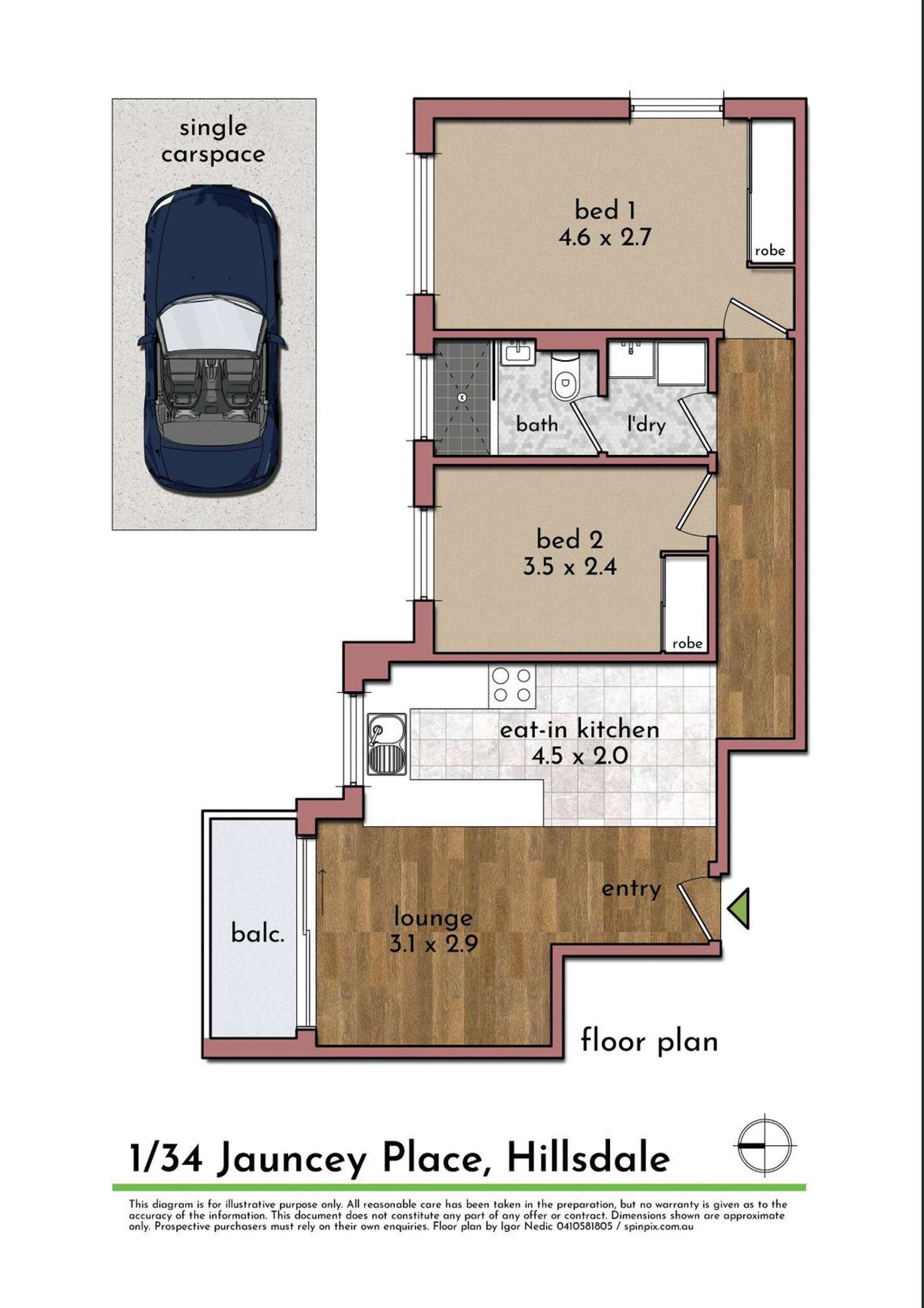 Floorplan of Homely apartment listing, 1/34 Jauncey Place, Hillsdale NSW 2036