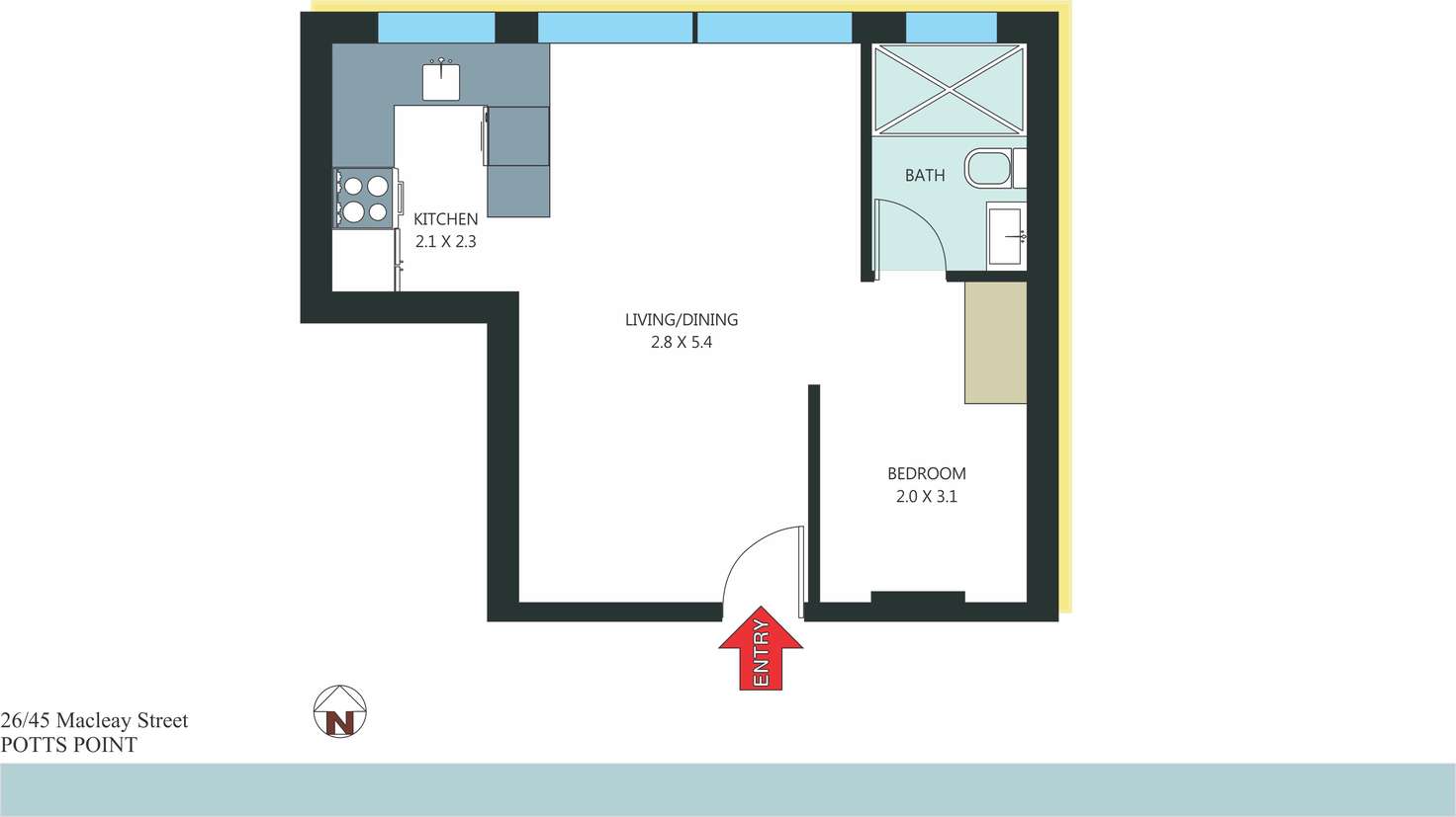 Floorplan of Homely studio listing, 26/45 Macleay Street, Potts Point NSW 2011