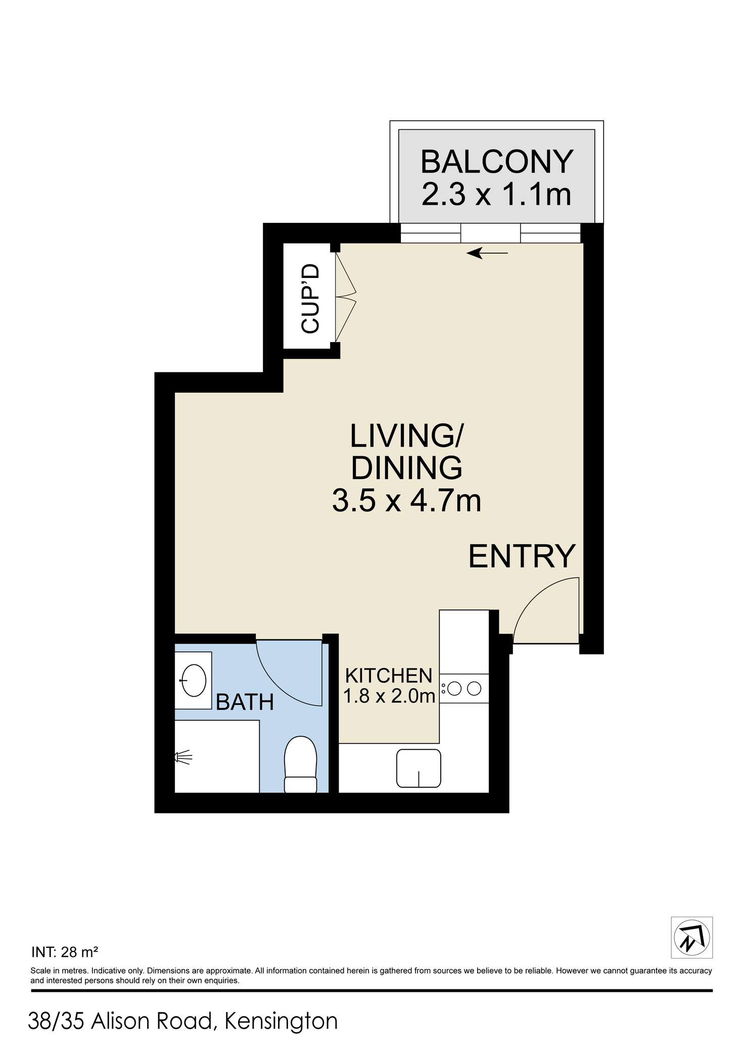 Floorplan of Homely studio listing, 38/35 Alison Road, Kensington NSW 2033