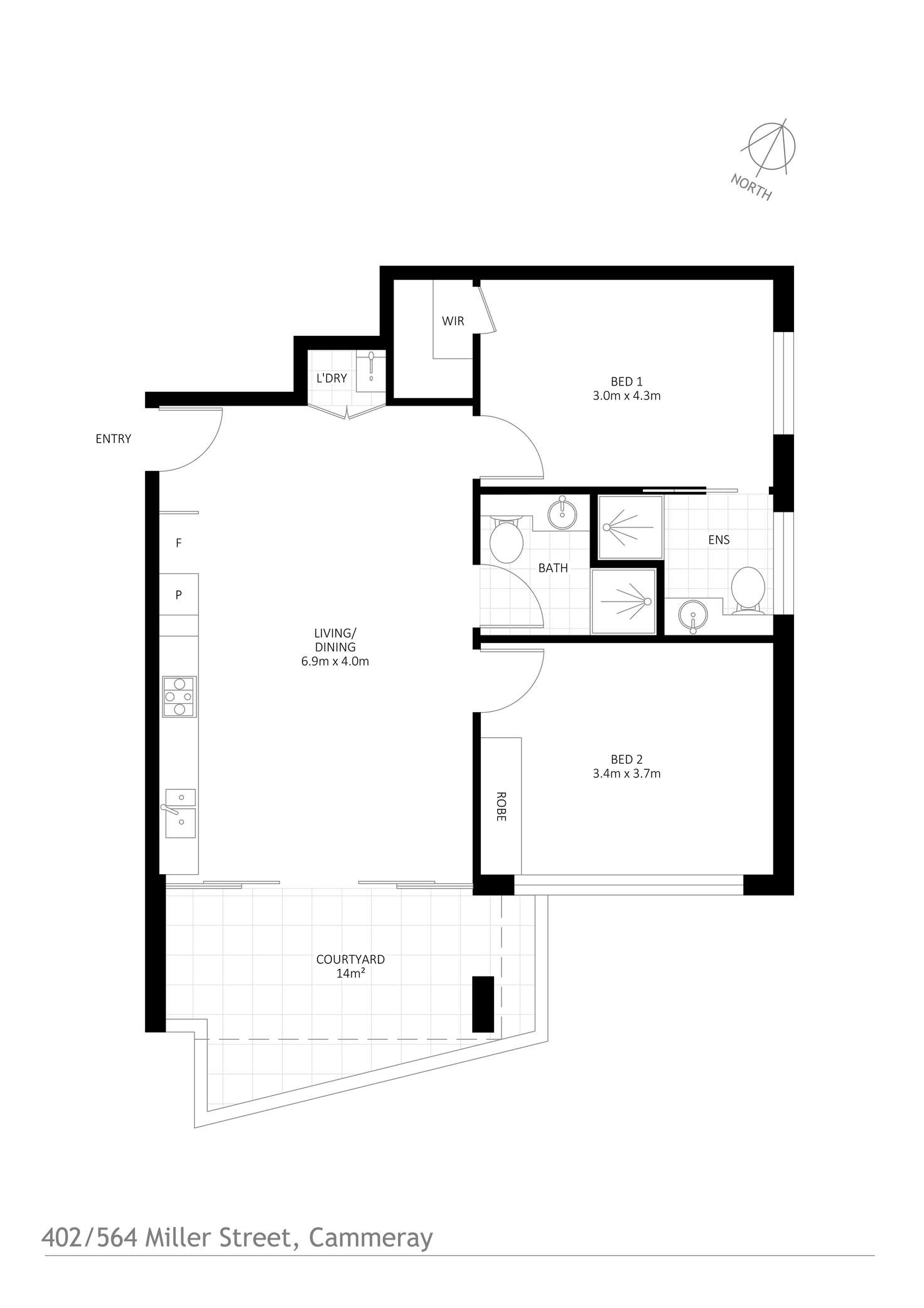 Floorplan of Homely apartment listing, 402/564 Miller Street, Cammeray NSW 2062