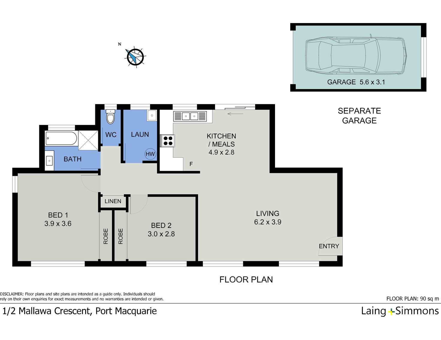 Floorplan of Homely unit listing, 1/2 Mallawa Crescent, Port Macquarie NSW 2444