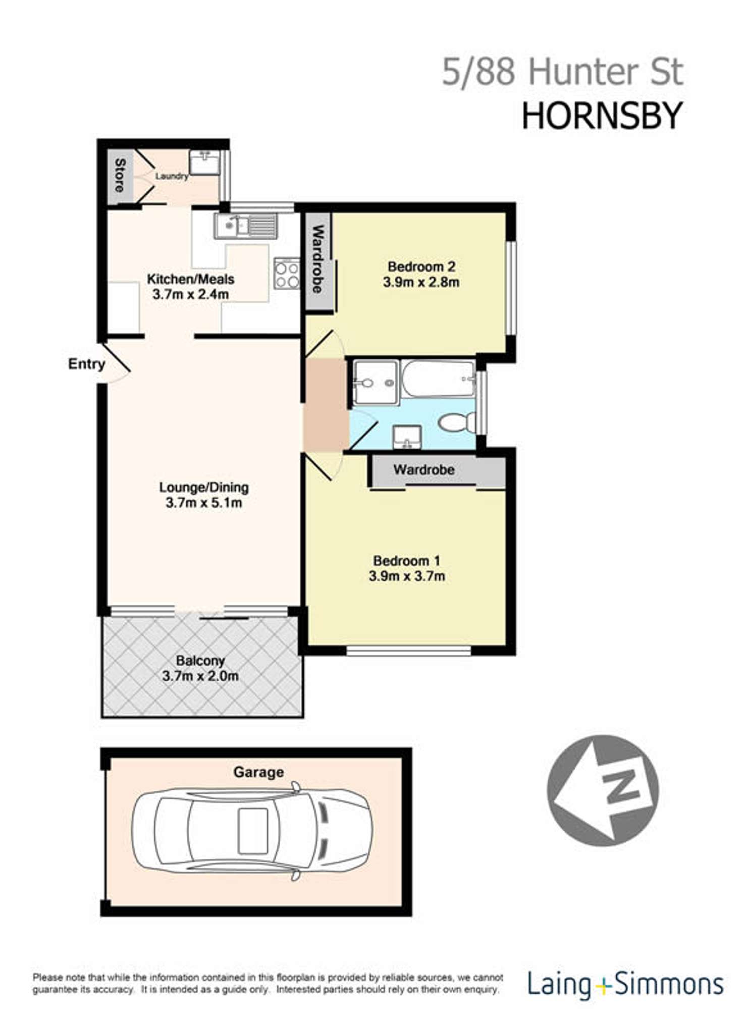 Floorplan of Homely unit listing, 5/88 Hunter Street, Hornsby NSW 2077