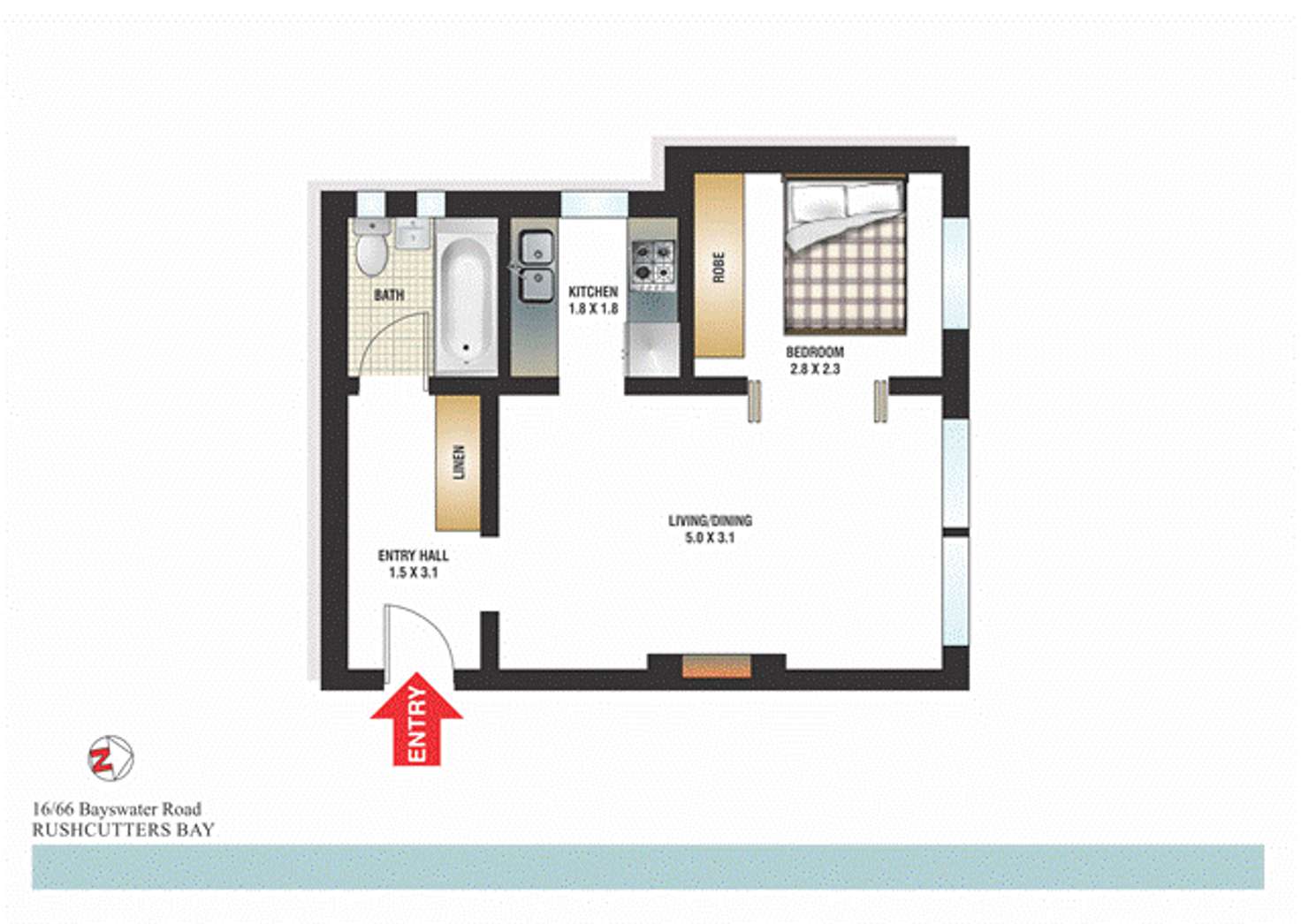 Floorplan of Homely apartment listing, 16/66 Bayswater Road, Rushcutters Bay NSW 2011