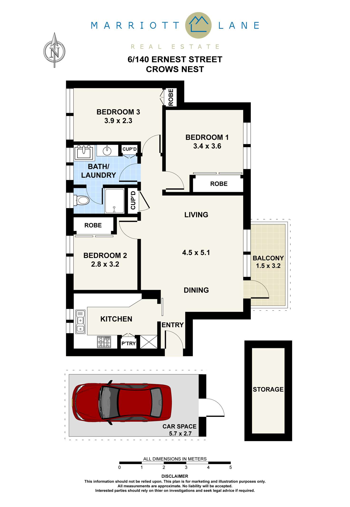 Floorplan of Homely unit listing, 6/140 Ernest Street, Crows Nest NSW 2065
