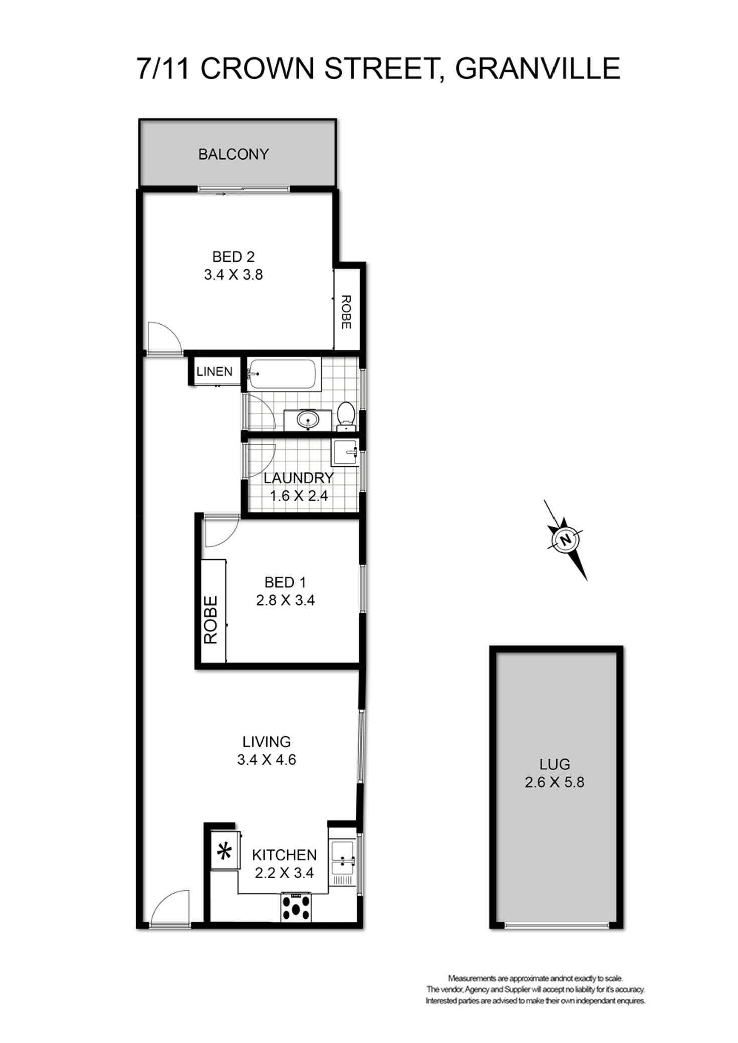 Floorplan of Homely unit listing, 7/11-13 Crown Street, Granville NSW 2142