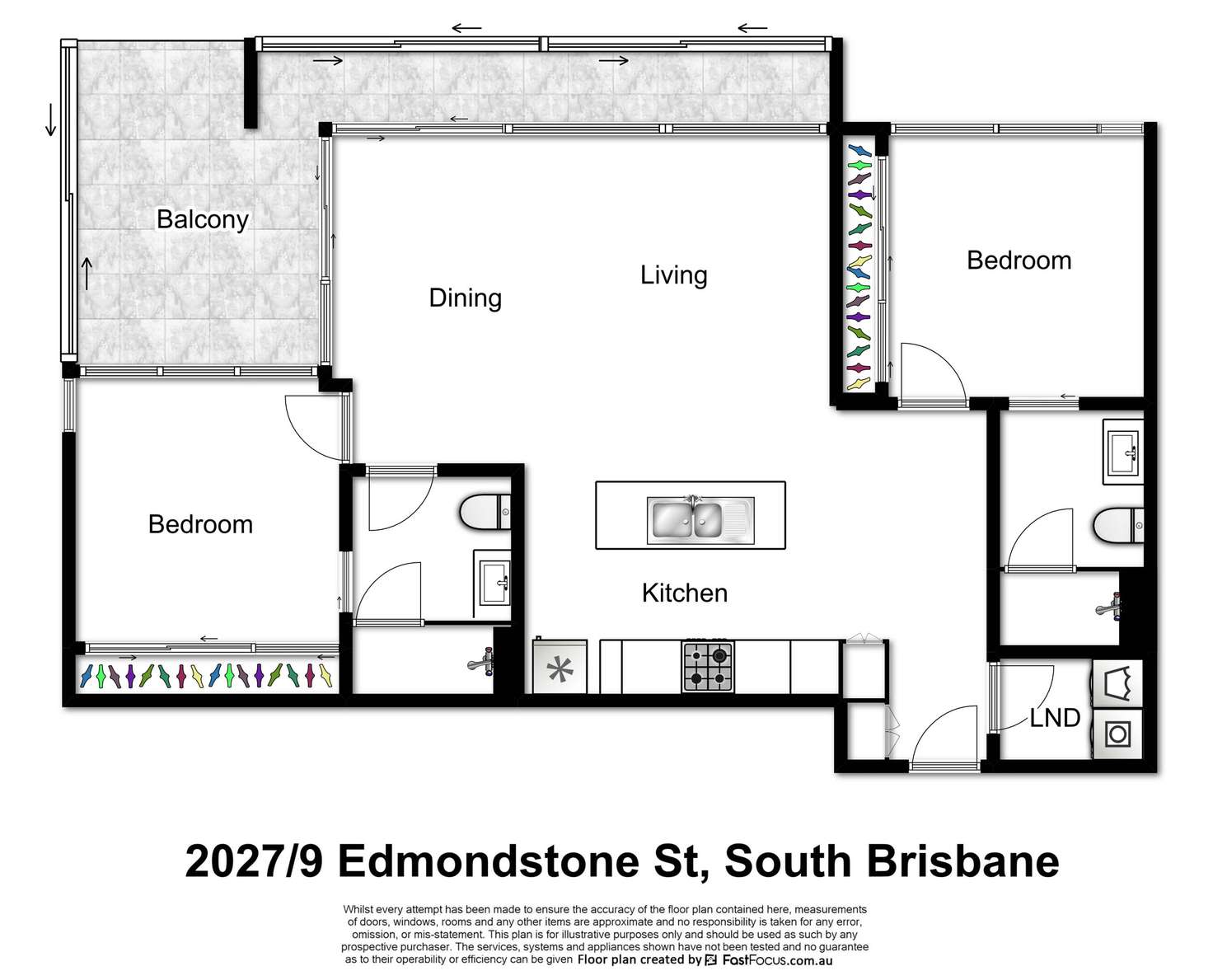 Floorplan of Homely apartment listing, 2027/9 Edmondstone Street, South Brisbane QLD 4101