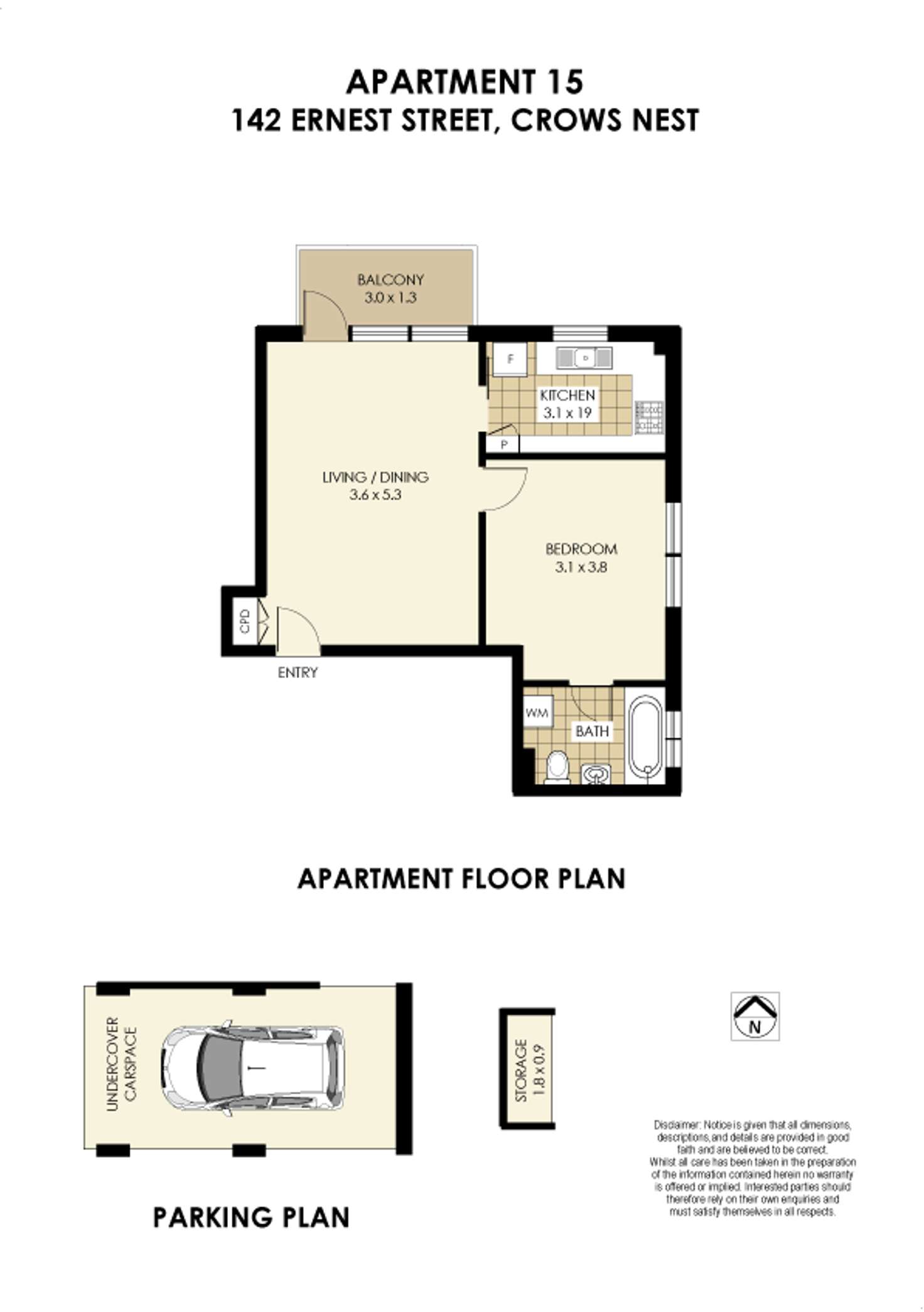 Floorplan of Homely unit listing, 15/142 Ernest Street, Crows Nest NSW 2065