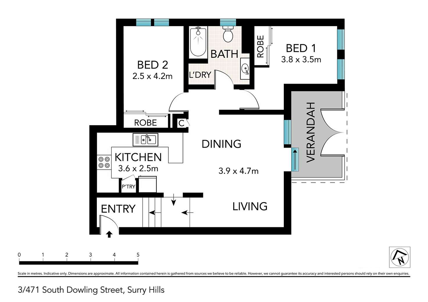Floorplan of Homely unit listing, 3/471 South Dowling Street, Surry Hills NSW 2010